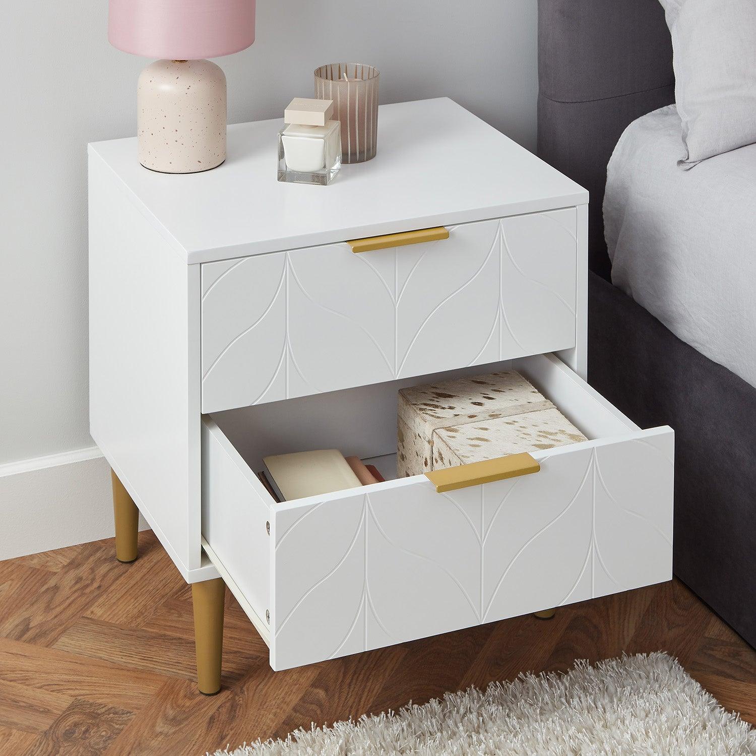 Gloria 3 Piece Bedroom Furniture Set - 4 Over 4 Chest of Drawers - White - Image 5
