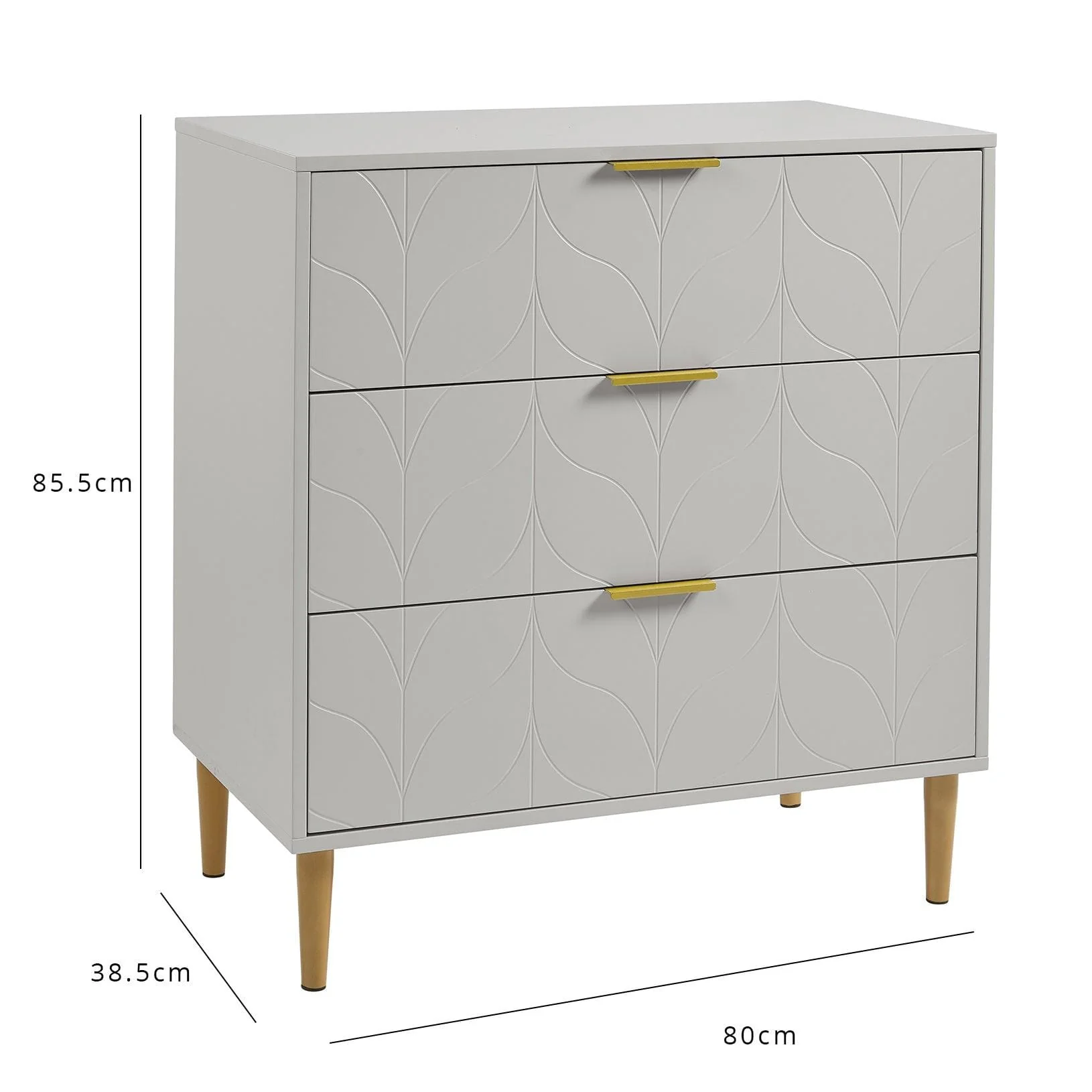 Gloria 4 Piece Bedroom Furniture Set - 3 Drawer Chest of Drawers - Grey - Image 15