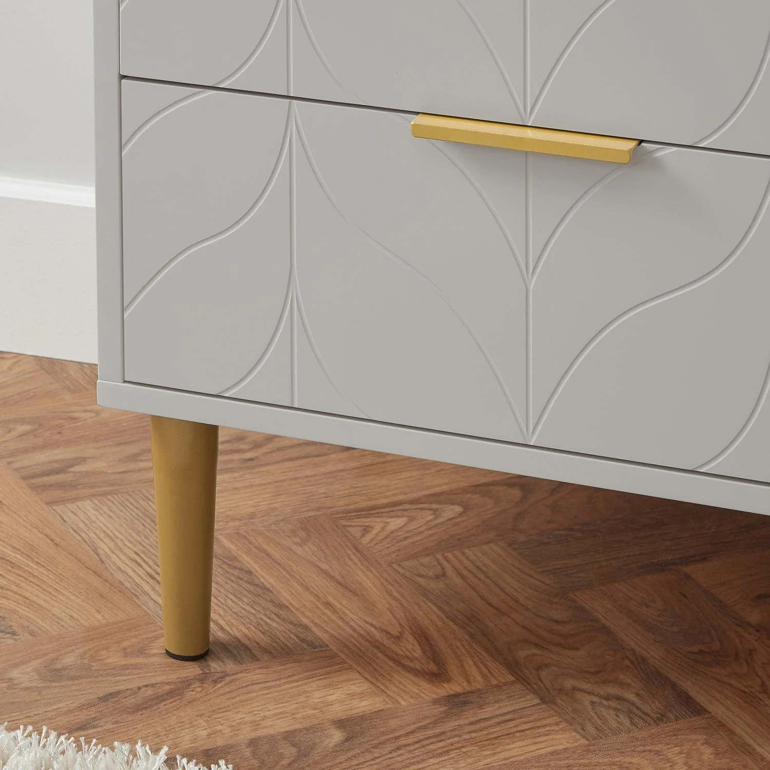 Gloria 4 Piece Bedroom Furniture Set - 4 Over 4 Chest of Drawers - Grey - Image 3
