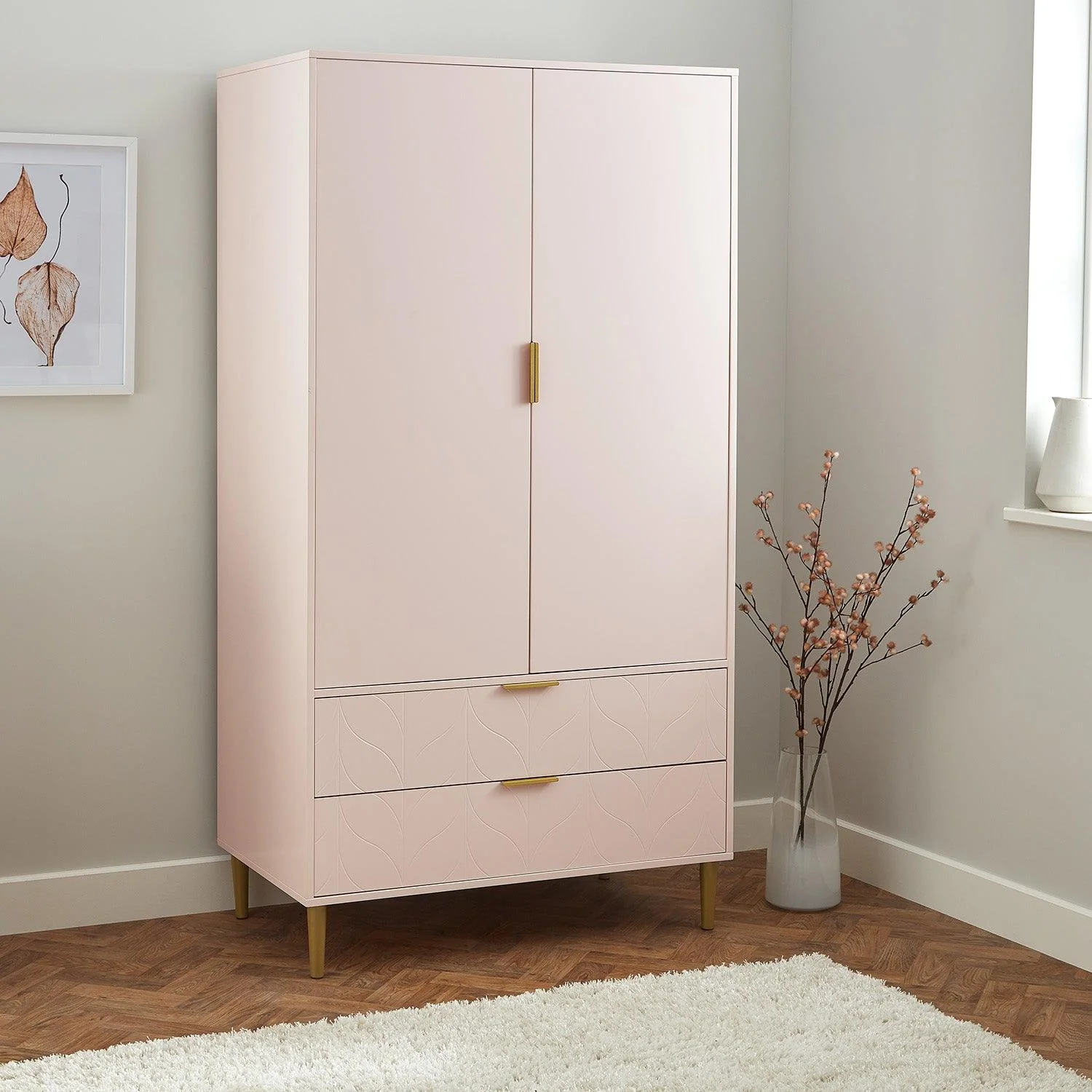 Gloria 4 Piece Bedroom Furniture Set - 4 Over 4 Chest of Drawers - Blush Pink - Image 13
