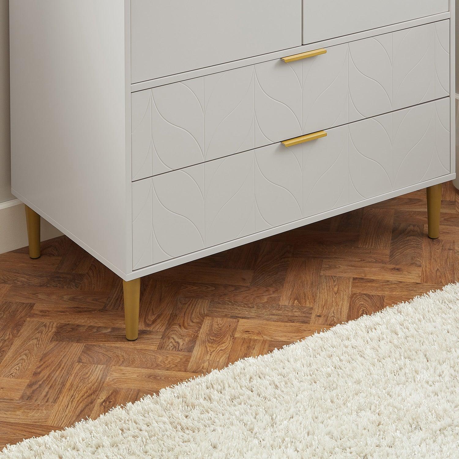 Gloria Wardrobe & Drawers Set - 3 Drawer Chest of Drawers - Grey - Image 15