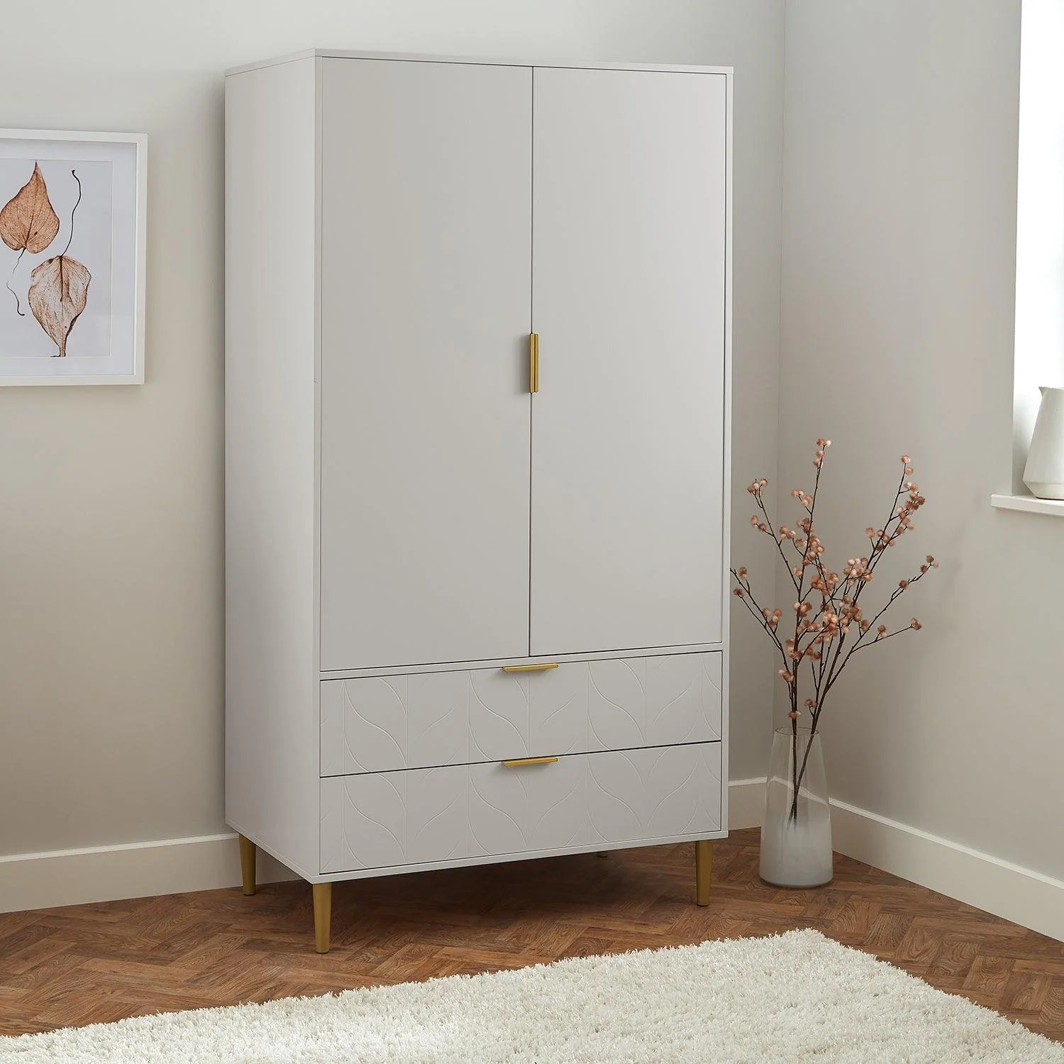 Gloria Wardrobe & Drawers Set - 3 Drawer Chest of Drawers - Grey - Image 16