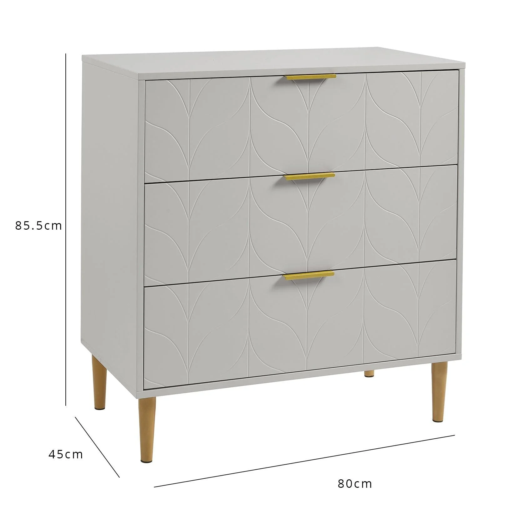 Gloria Wardrobe & Drawers Set - 3 Drawer Chest of Drawers - Grey - Image 21