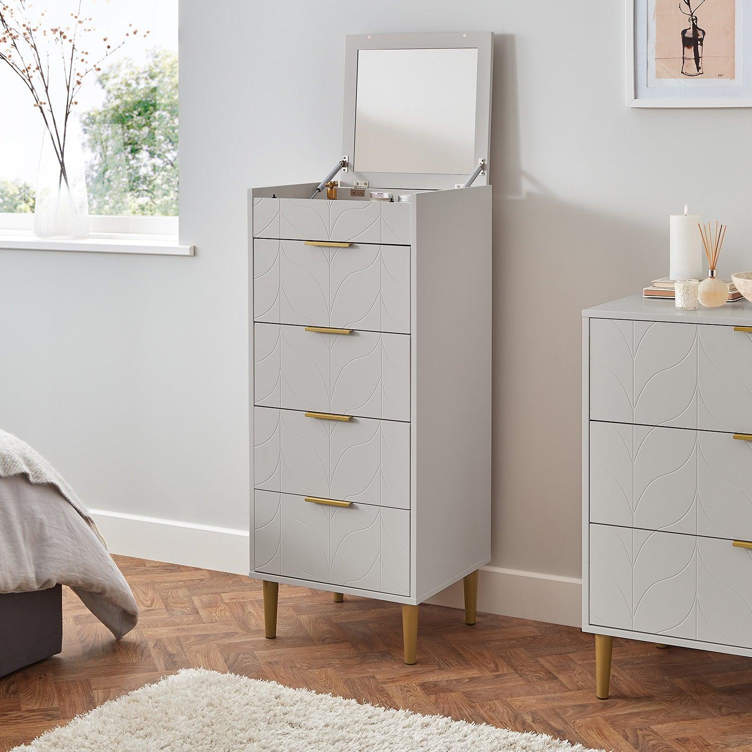 Gloria Wardrobe & Drawers Set - 3 Drawer Chest of Drawers - Grey - Image 5