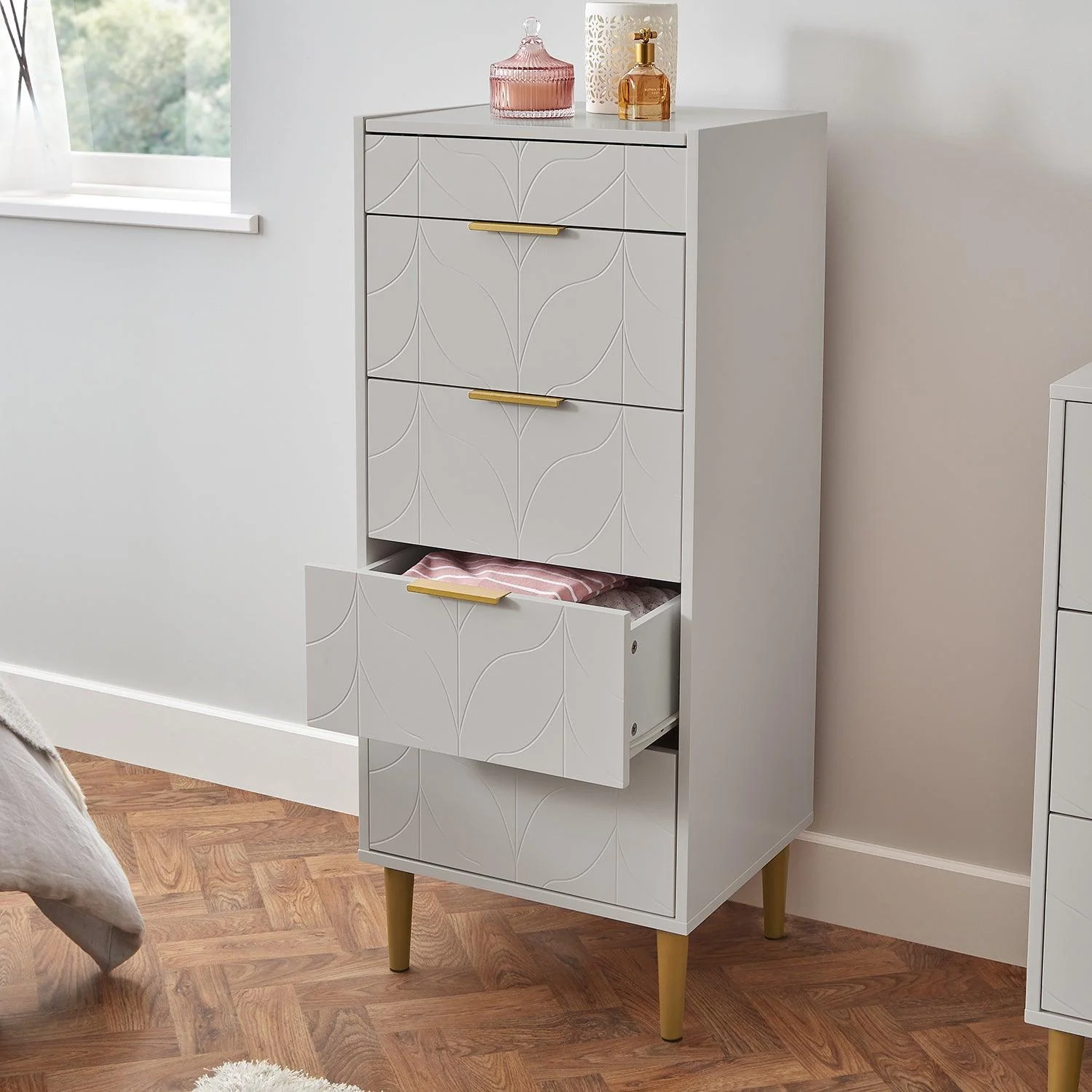 Gloria Wardrobe & Drawers Set - 3 Drawer Chest of Drawers - Grey - Image 7