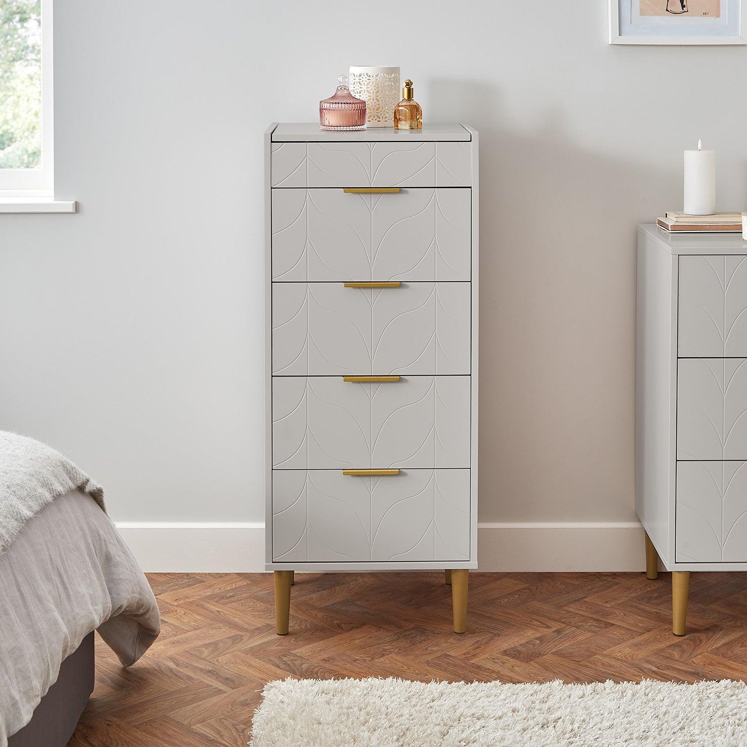 Gloria Wardrobe & Drawers Set - 3 Drawer Chest of Drawers - Grey - Image 8
