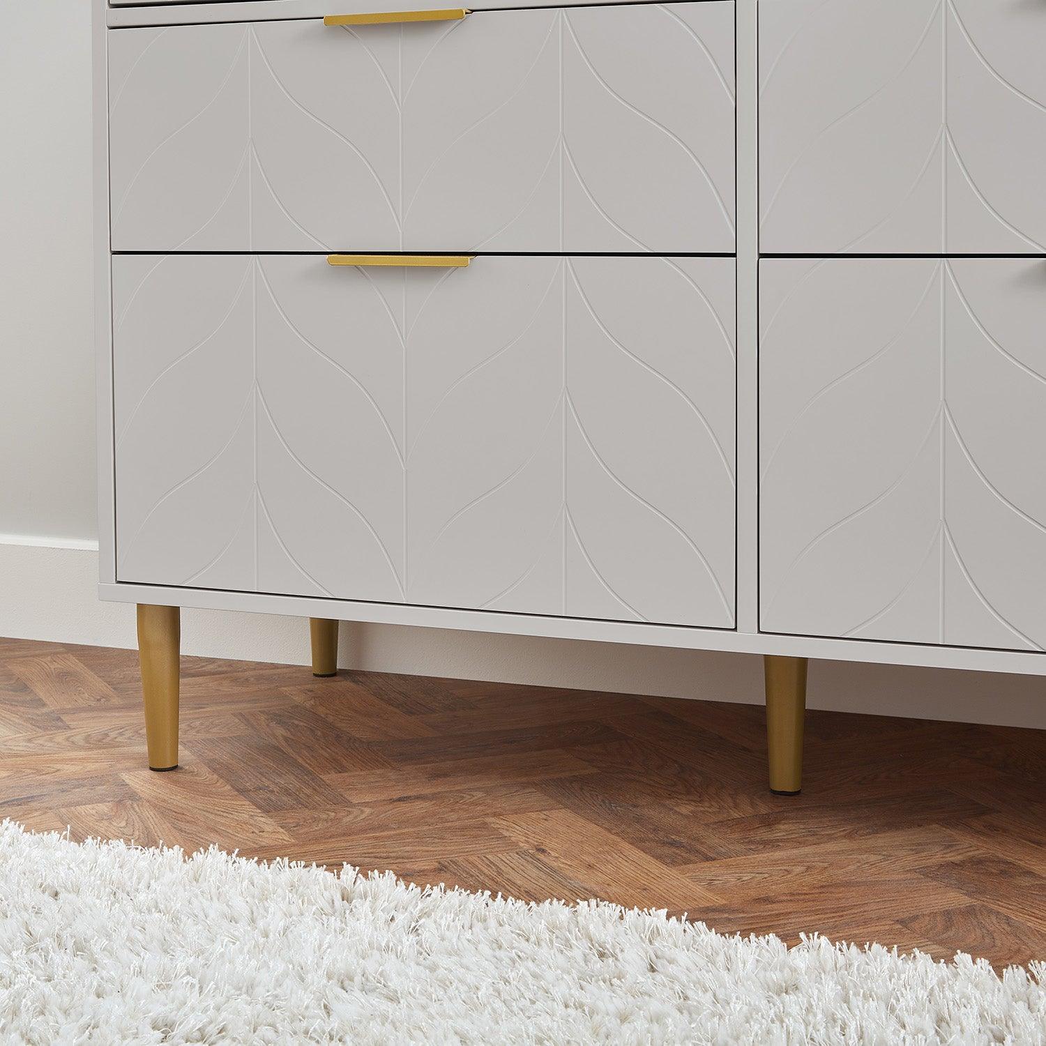 Gloria Wardrobe & Drawers Set - 4 Over 4 Chest of Drawers - Grey - Image 8