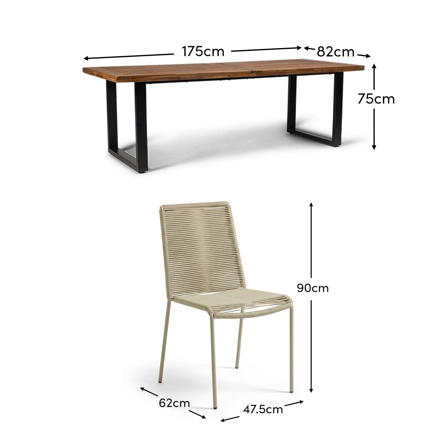 Hali 6 Seater Wooden Garden Dining Set with Ryder Clay Chairs - 175cm - Image 10