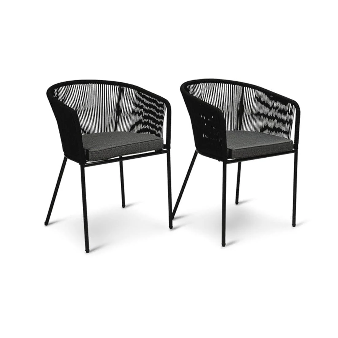 Hali Black Rope Chair with Cushions - Set of 2 - Image 9