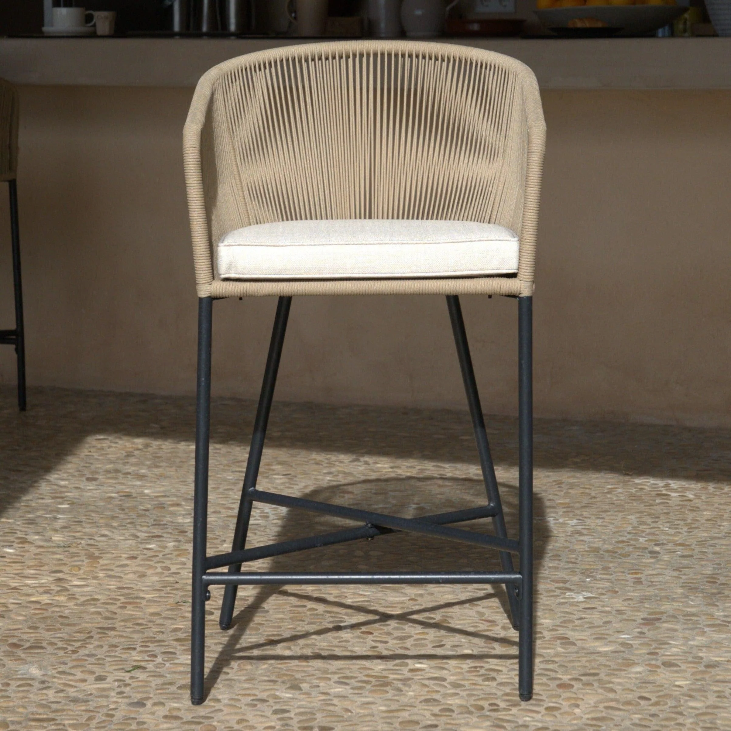 Hali Natural Rope Garden Bar Stool with Cushion - Set of 4 - Image 9