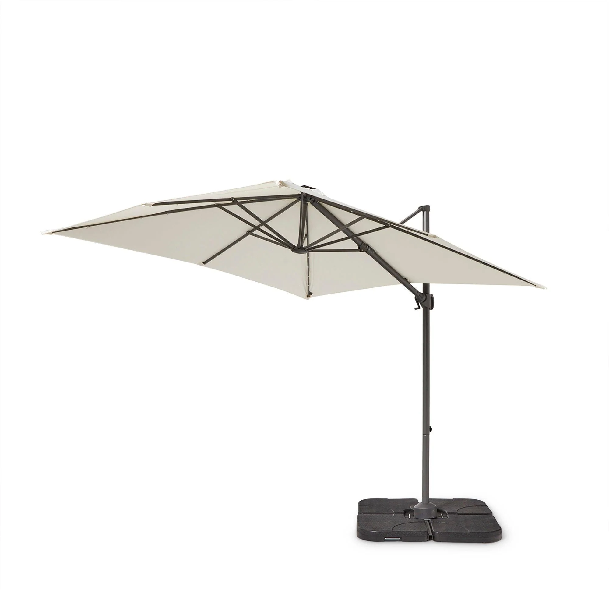 Hali 4 Seater Wooden Outdoor Dining Set with Hali Black Chairs & Cream LED Premium Cantilever Parasol - 175cm - Image 20