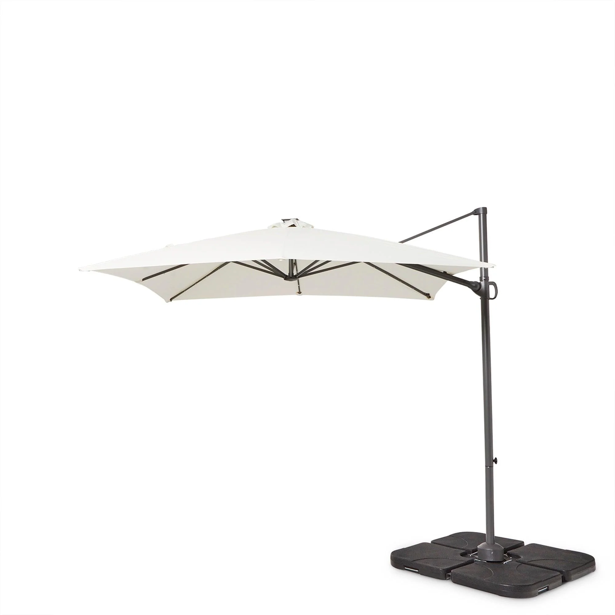 Hali 6 Seater Wooden Outdoor Dining Set with Hali Black Chairs & Cream LED Premium Cantilever Parasol - 175cm - Image 18