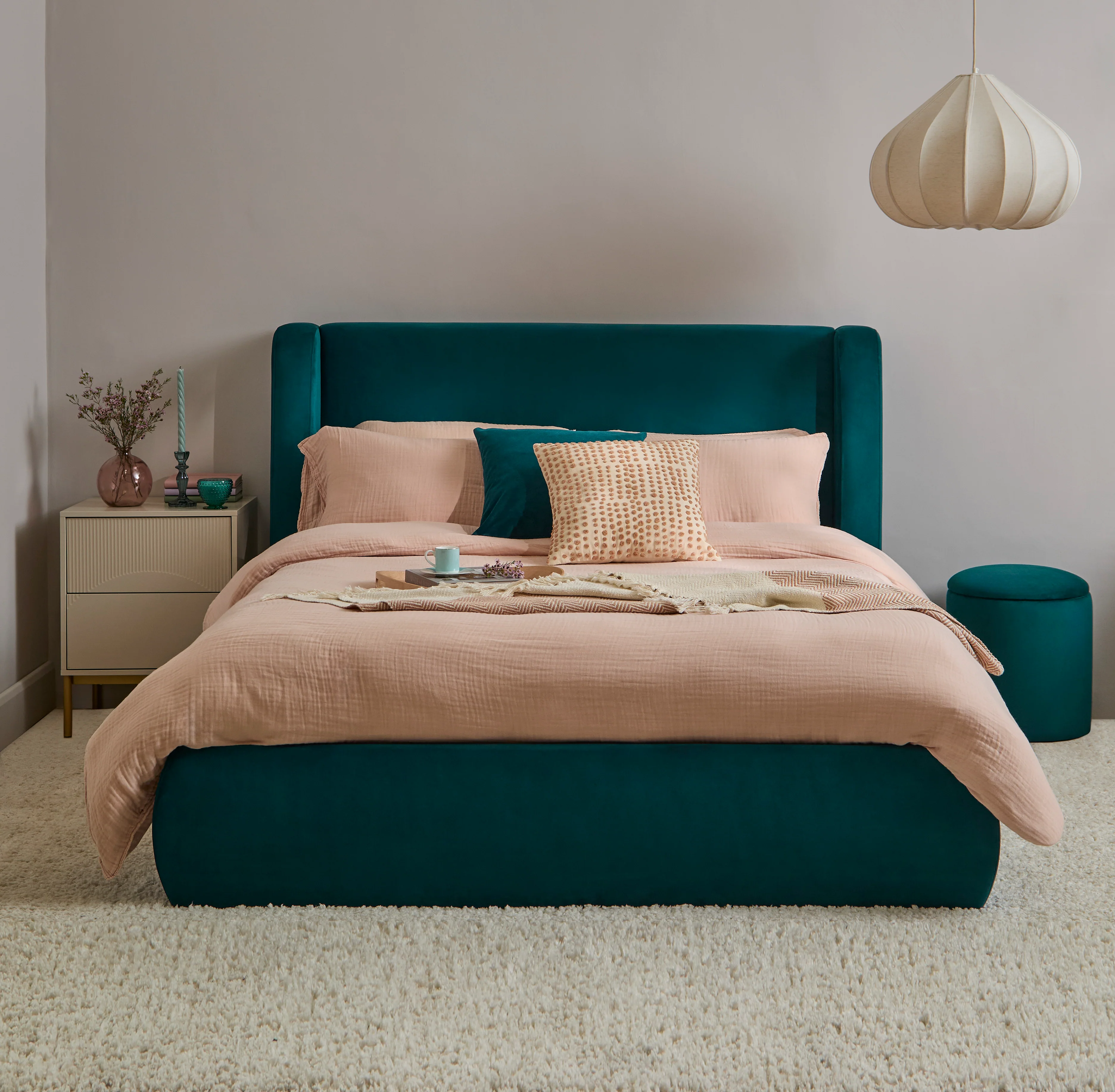 Hannah Double Ottoman Bed - Deep Teal