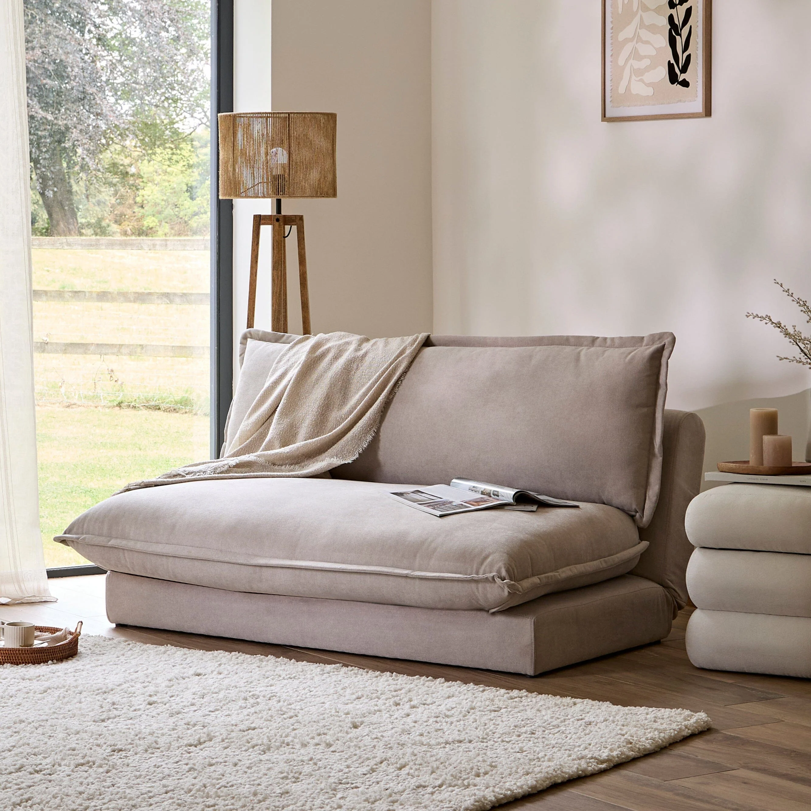Harlow 2 Seater Double Sofa Bed - Soft Beige