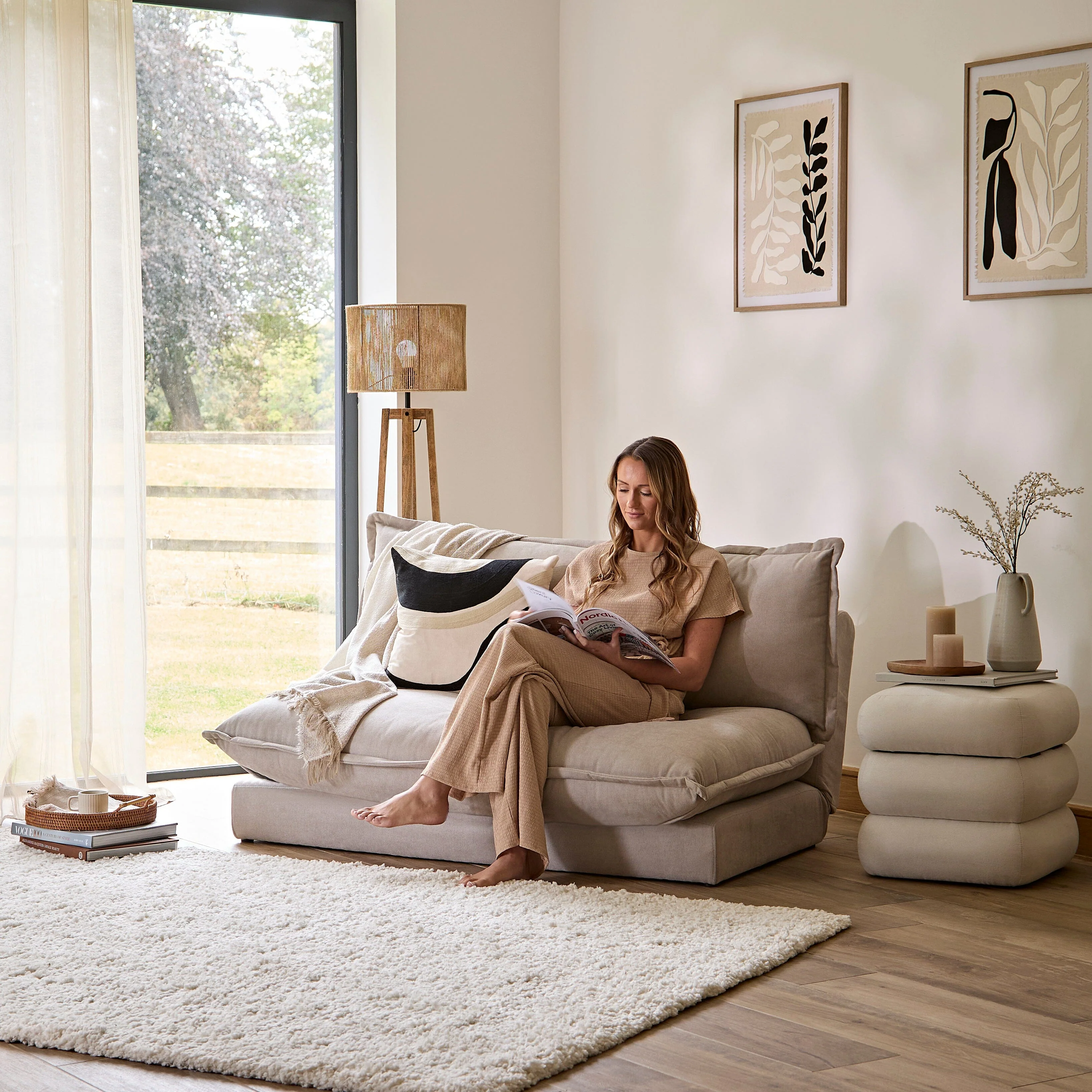 Harlow 2 Seater Double Sofa Bed - Soft Beige - Image 2