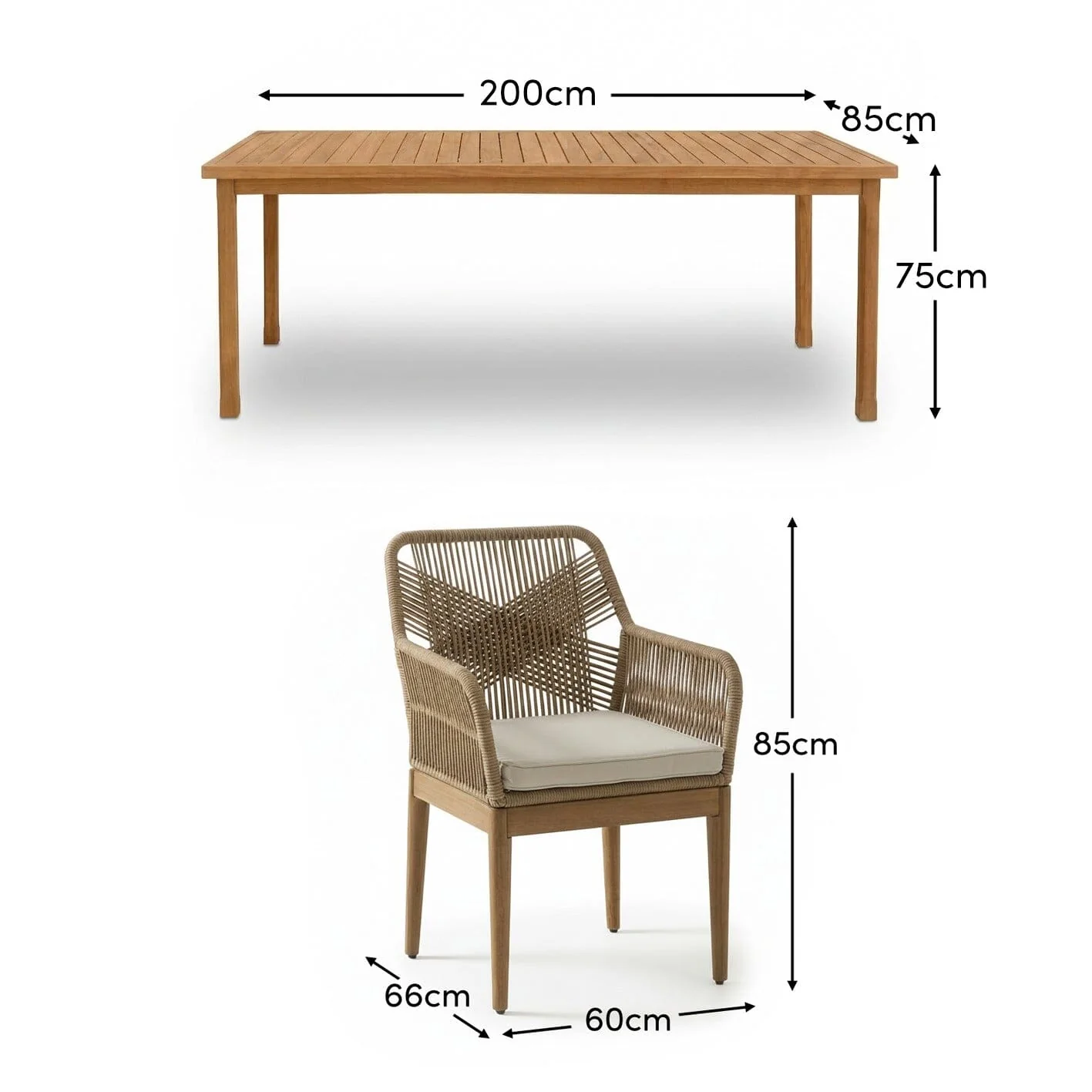 Harlyn 6 Seater Wooden Garden Dining Set with Killian Chairs - 200cm - Image 10