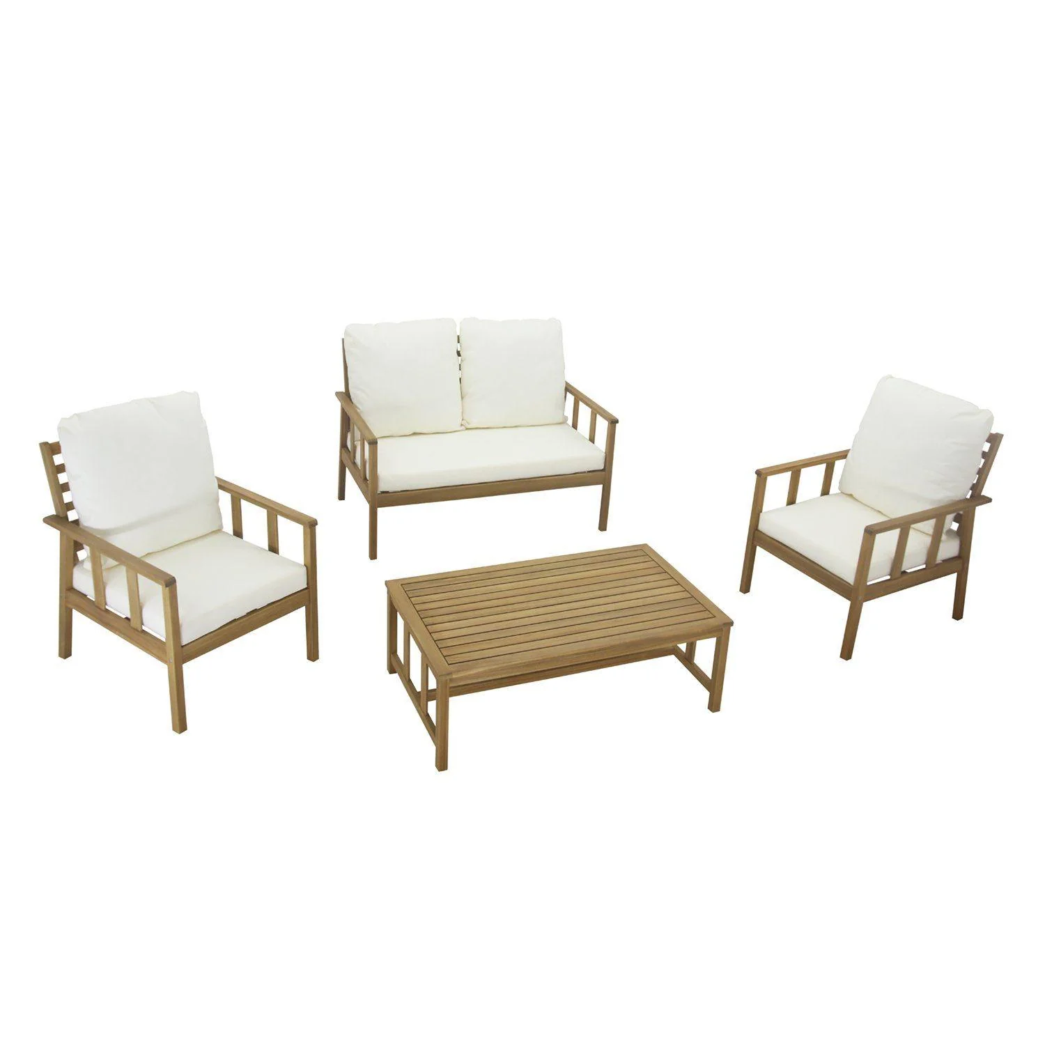 Harrelson Wooden Garden Sofa Set with Cream LED Premium Cantilever Parasol - Natural - Image 20