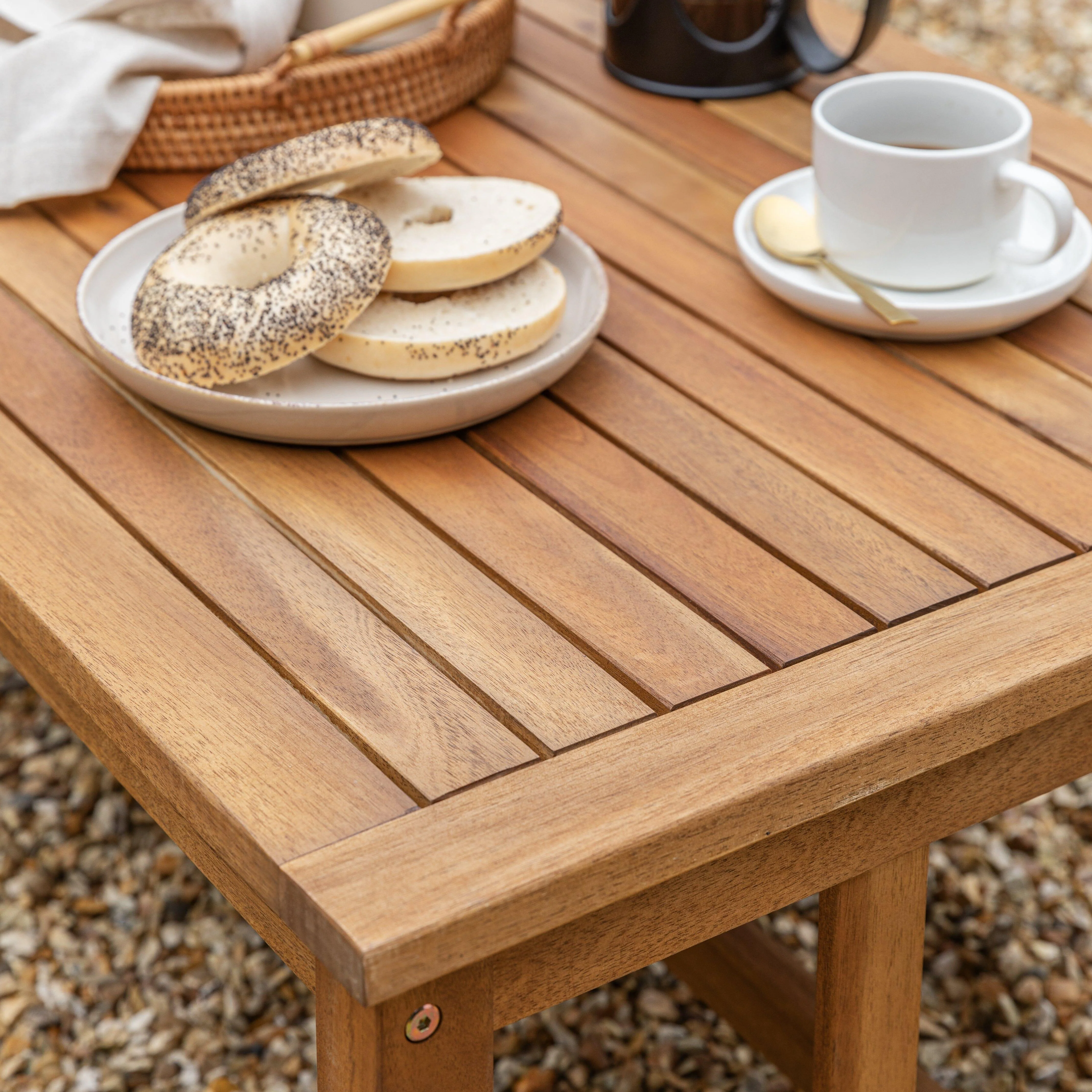 Harrelson Wooden Garden Sofa Set with Grey LED Premium Cantilever Parasol - Natural - Image 5