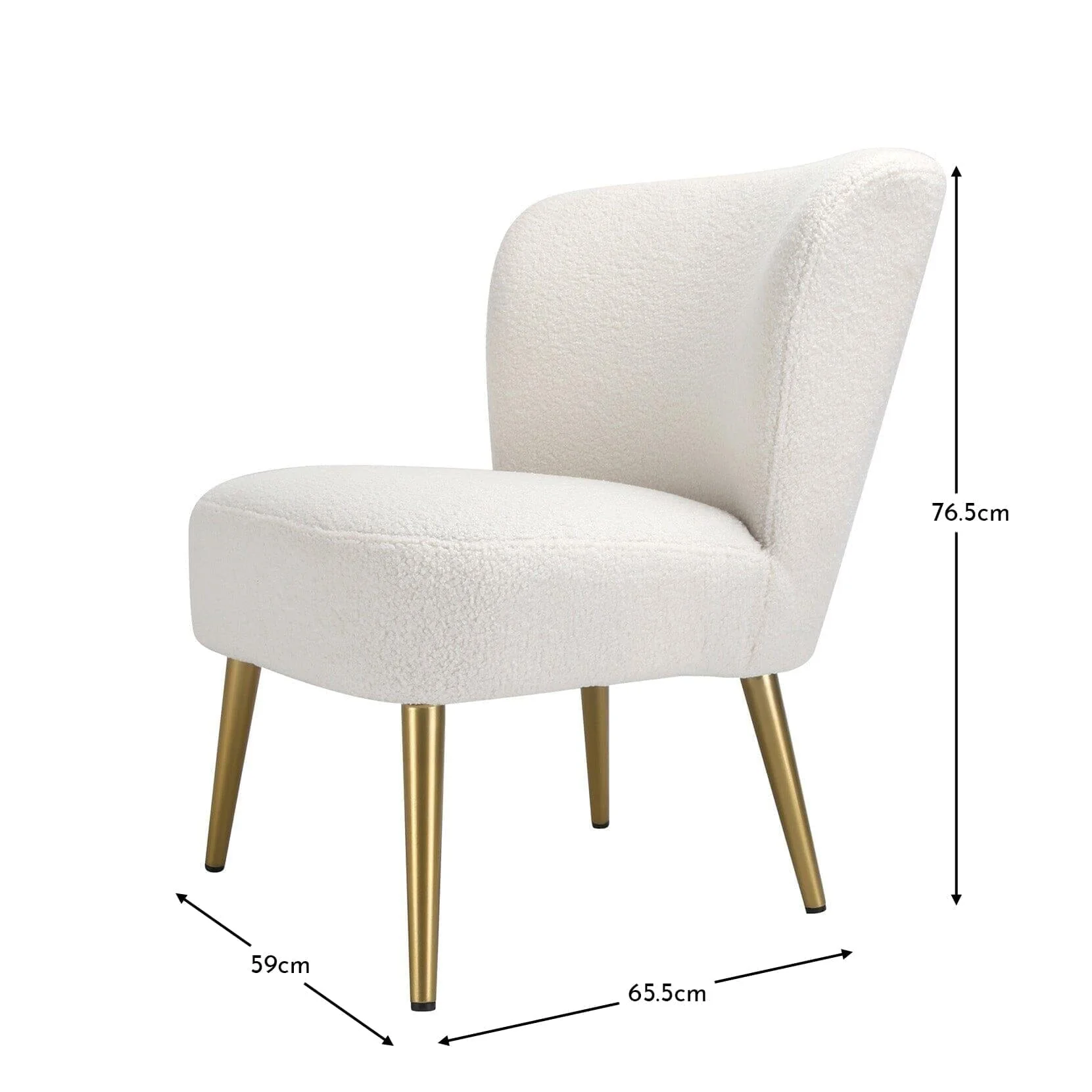 Hattie Accent Chair - Cream Boucle with Gold Legs - Image 5