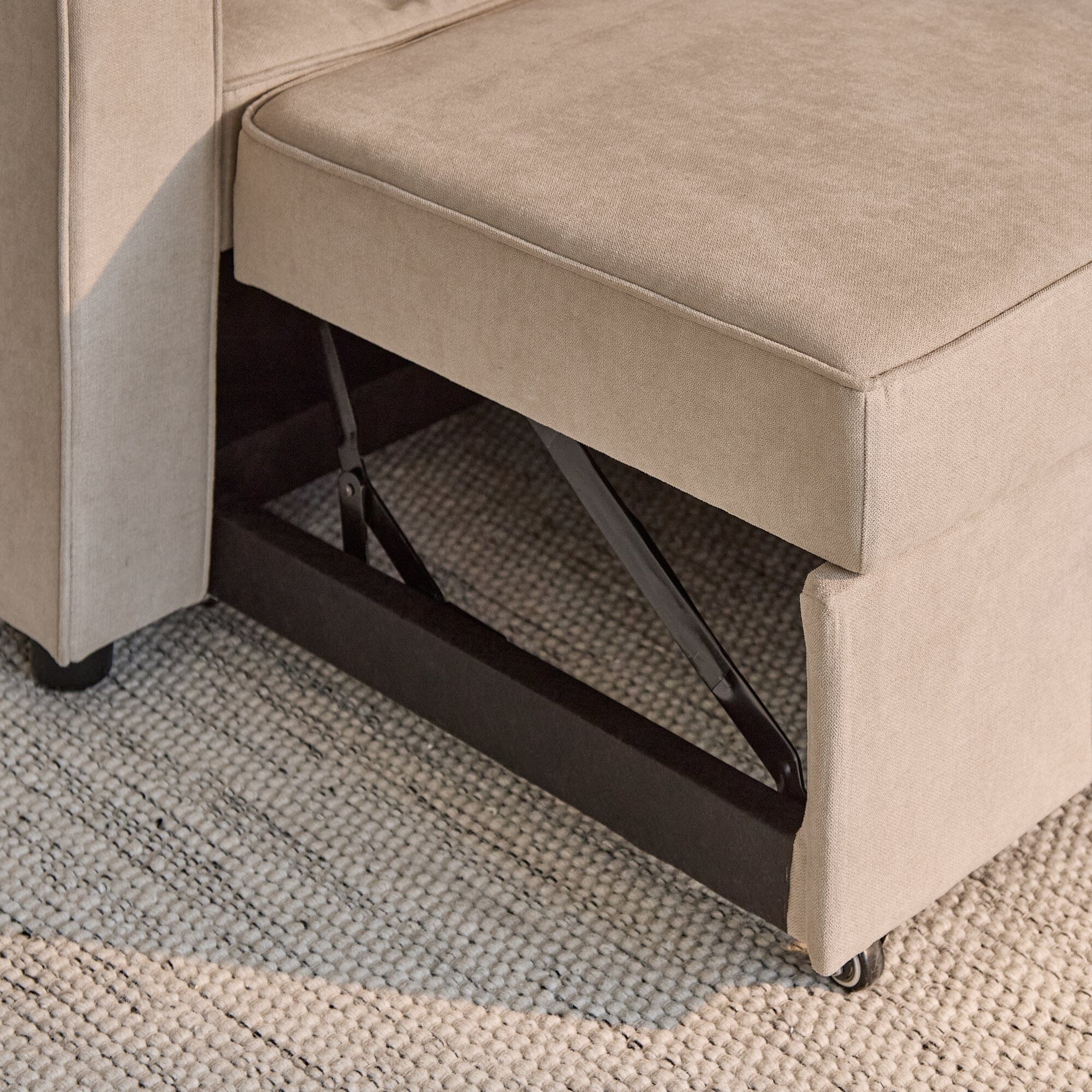Outlet - Hugo Pull-Out Corner Sofa Bed - Warm Taupe - Image 22