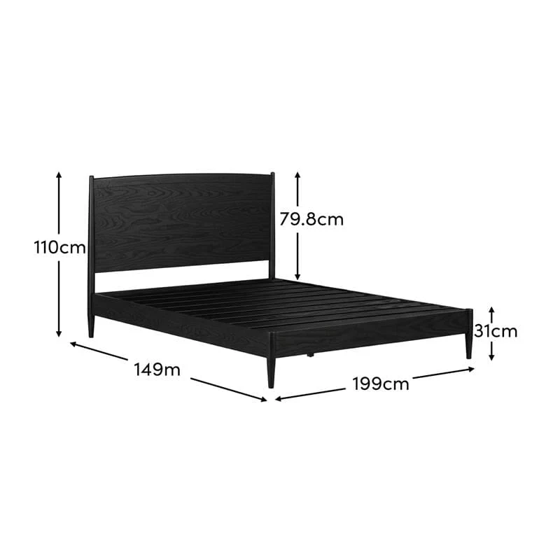 Ida Double Wooden Bed - Black Oak - Image 8