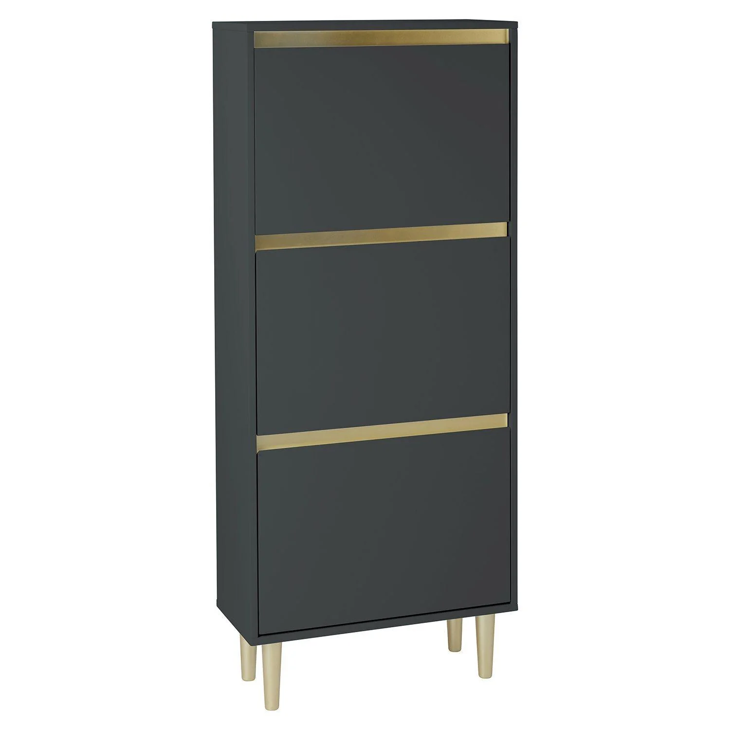 Iliana Shoe Cabinet - 3 Door - Charcoal Grey - Image 5