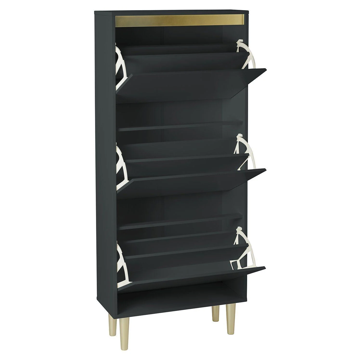 Iliana Shoe Cabinet - 3 Door - Charcoal Grey - Image 6