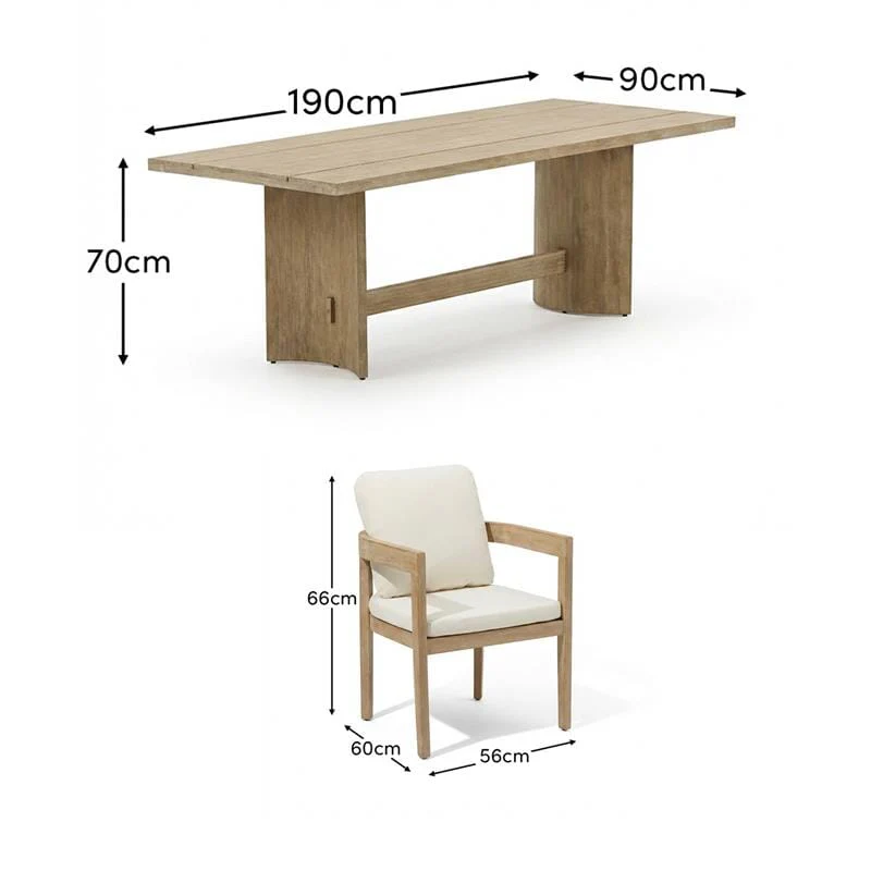 Imani 6 Seater Wooden Garden Dining Set with Imani Dining Chairs - 190cm - Image 15