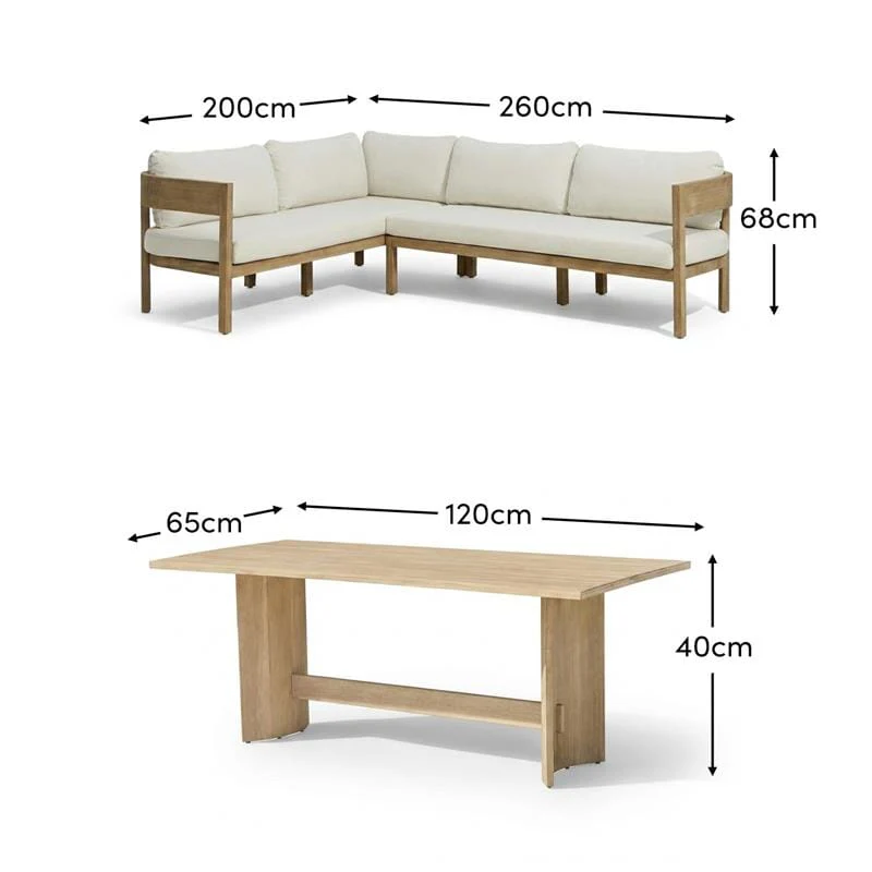Imani 6 Seater Wooden Garden Corner Sofa with Coffee Table - Image 12