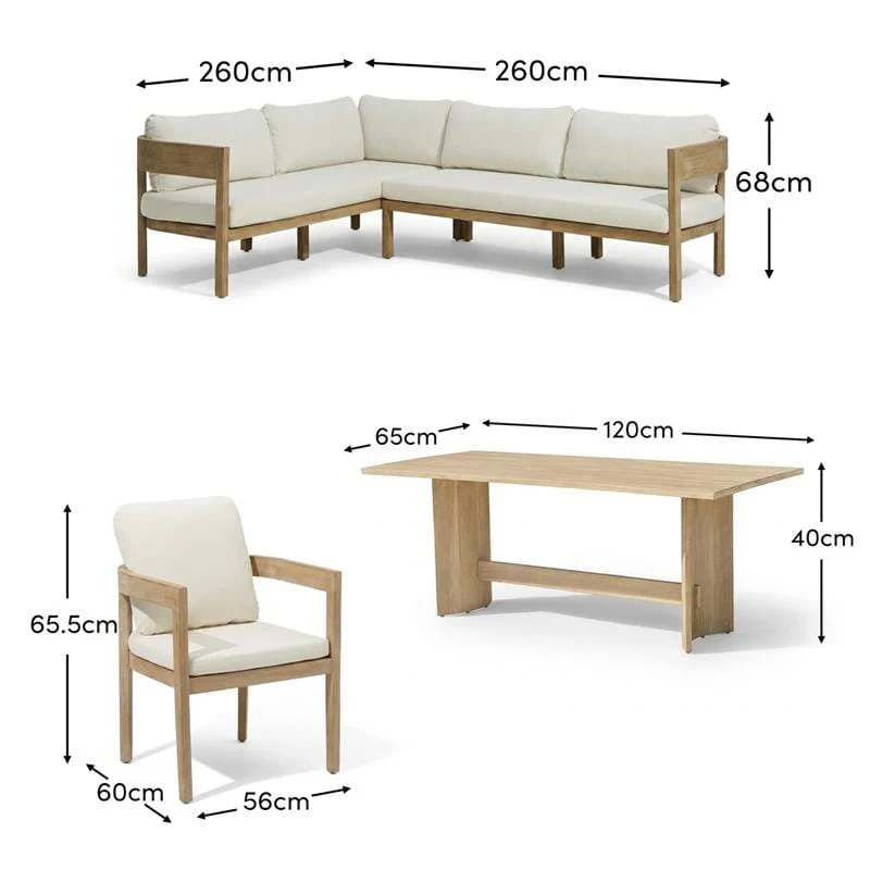 Imani 8 Seater Wooden Garden Corner Sofa Set with Coffee Table & 2 Imani Dining Chairs - Image 12