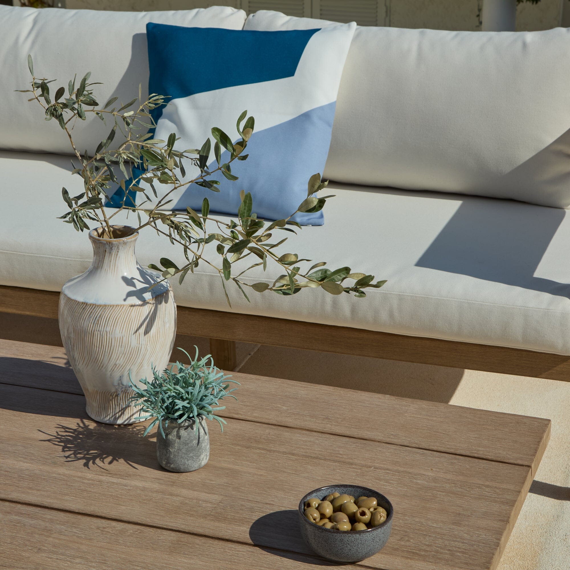 Imani 6 Seater Wooden Garden Corner Sofa with Coffee Table - Image 8