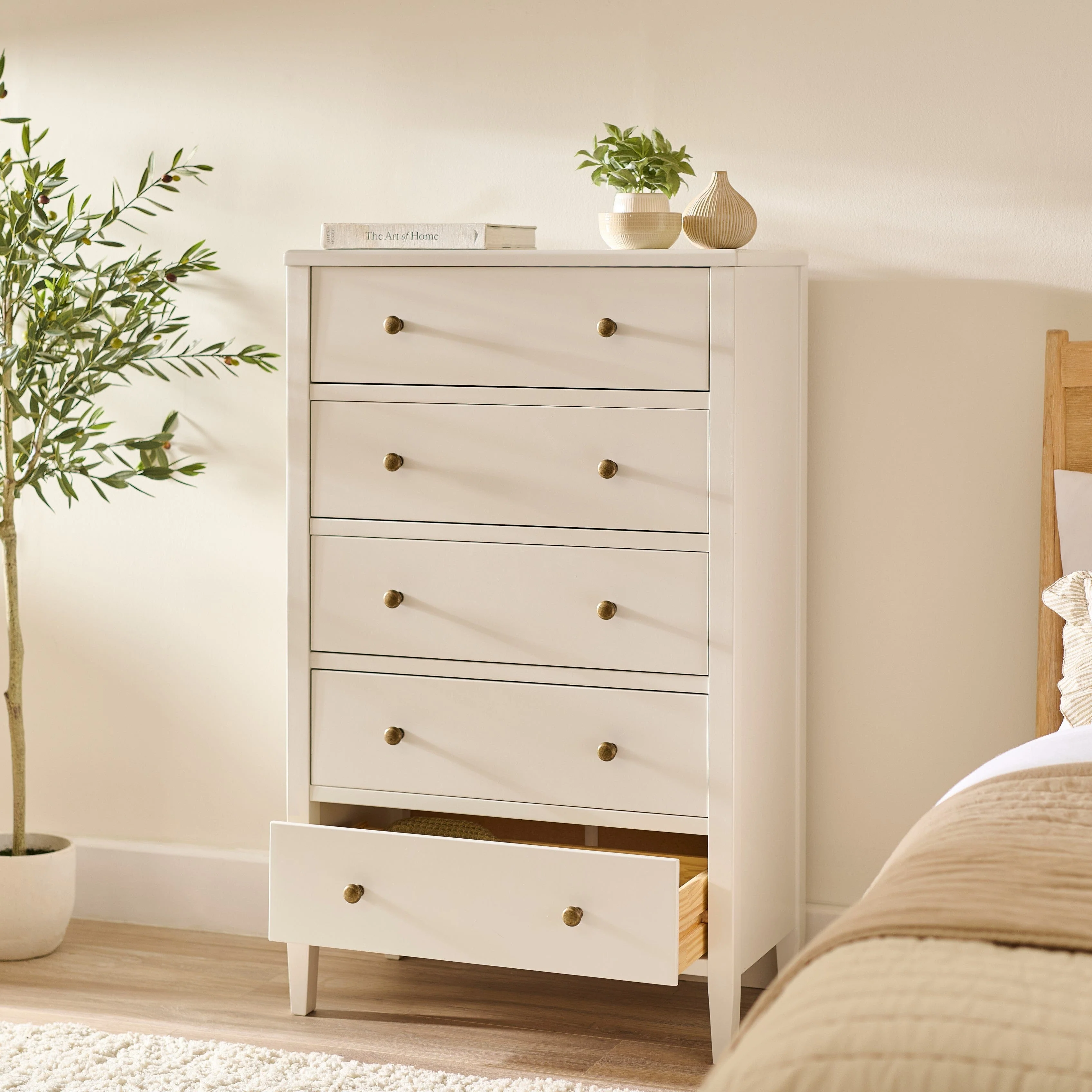 Ivy 5 Drawer Tall Chest of Drawers - Ivory White - Image 2