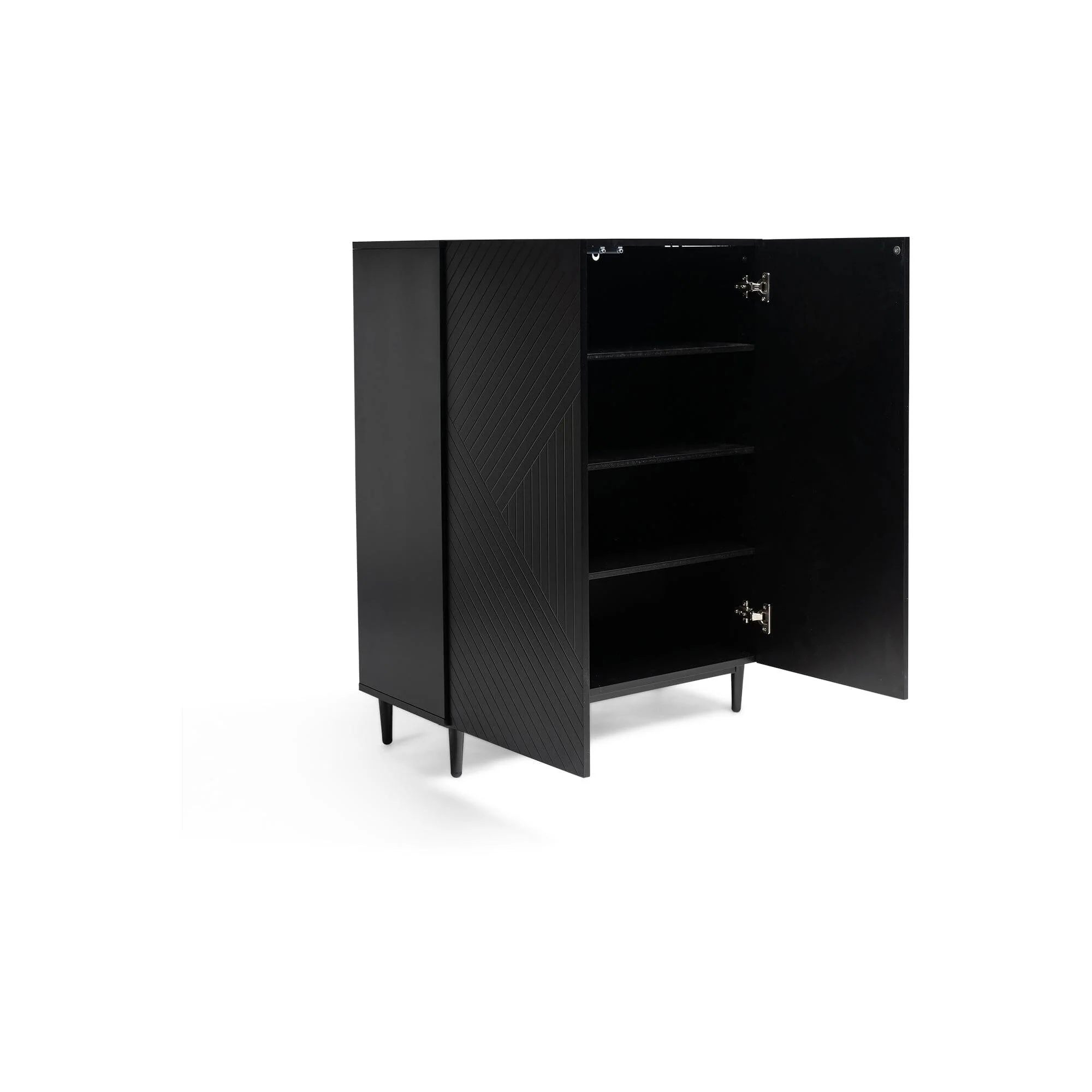 Jack Geometric Small Shoe Cabinet - 2 Door - Black - Image 4