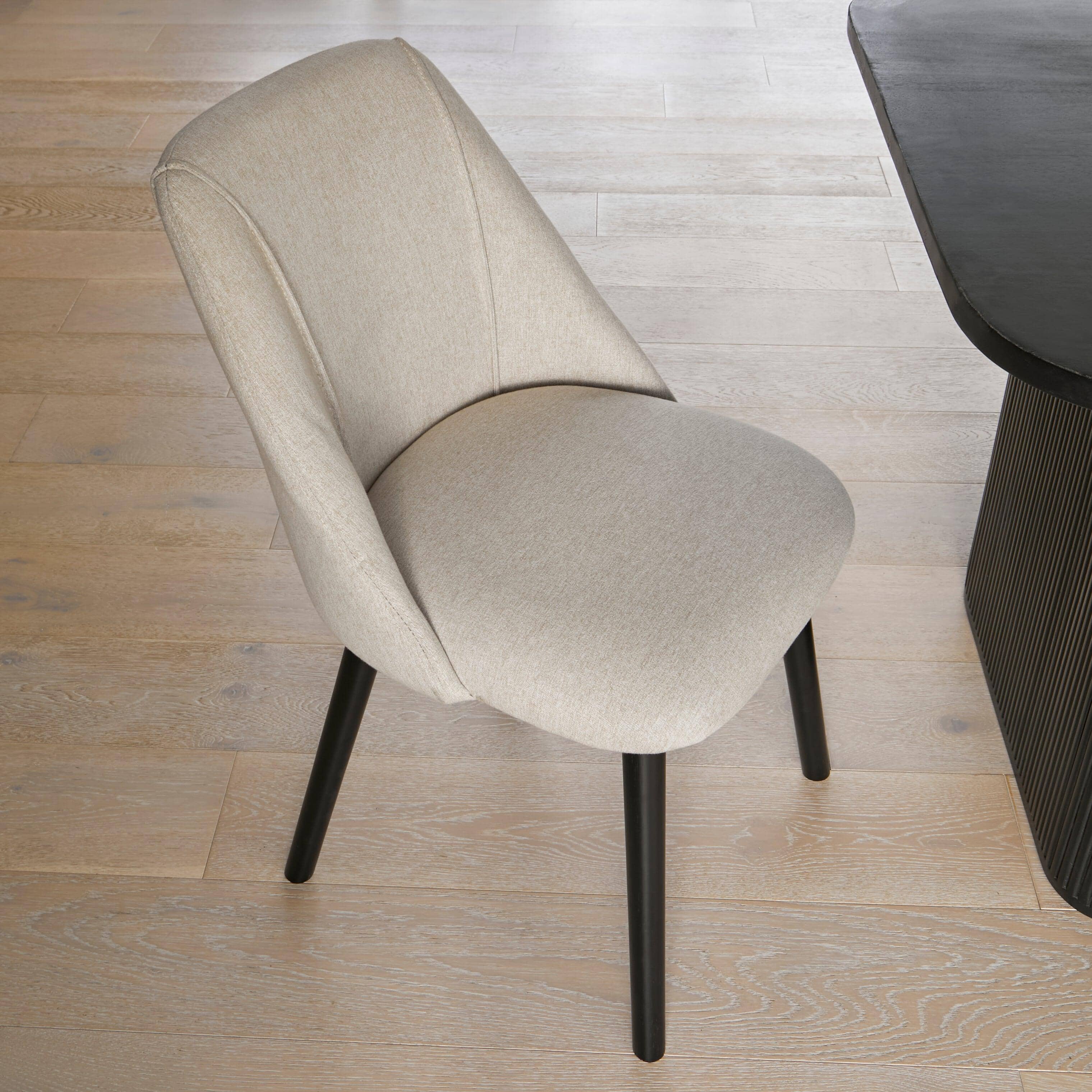 Orla Black Wooden Dining Table Set - 6 Seater - Freya Sand Dining Chairs - Black Oak Legs - Image 4