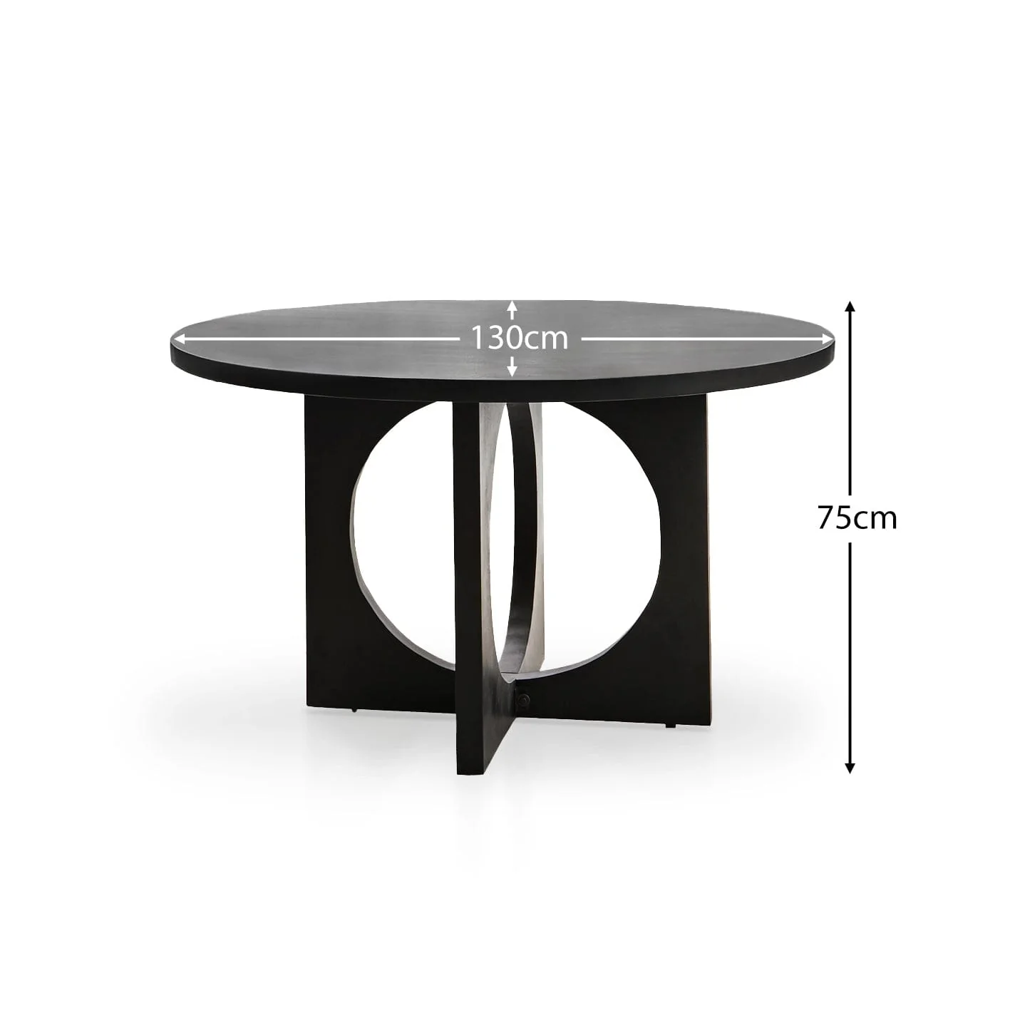 Jade Jet Black Round Acacia Wood Dining Table - Image 7