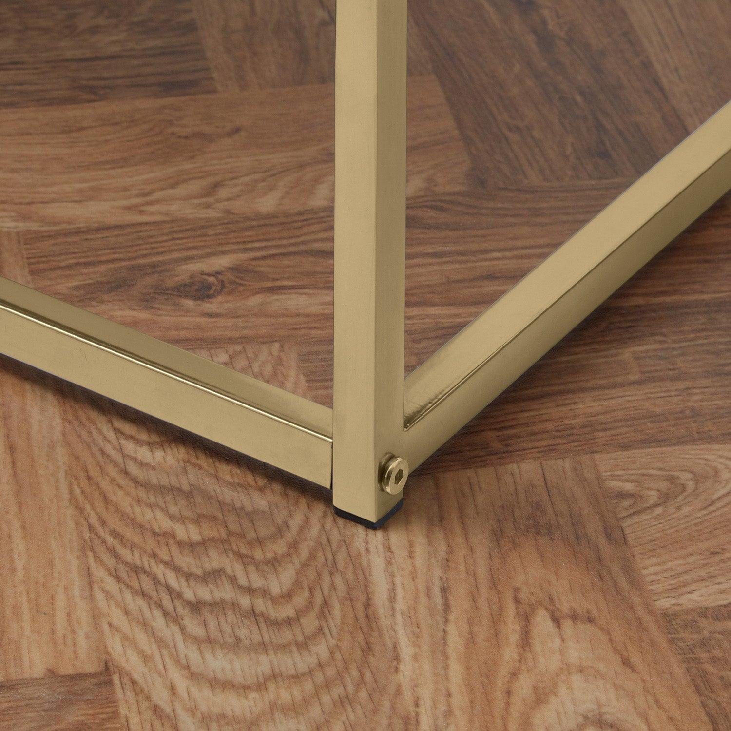 Jay Walnut Coffee Table Set - Gold Frame - Image 5