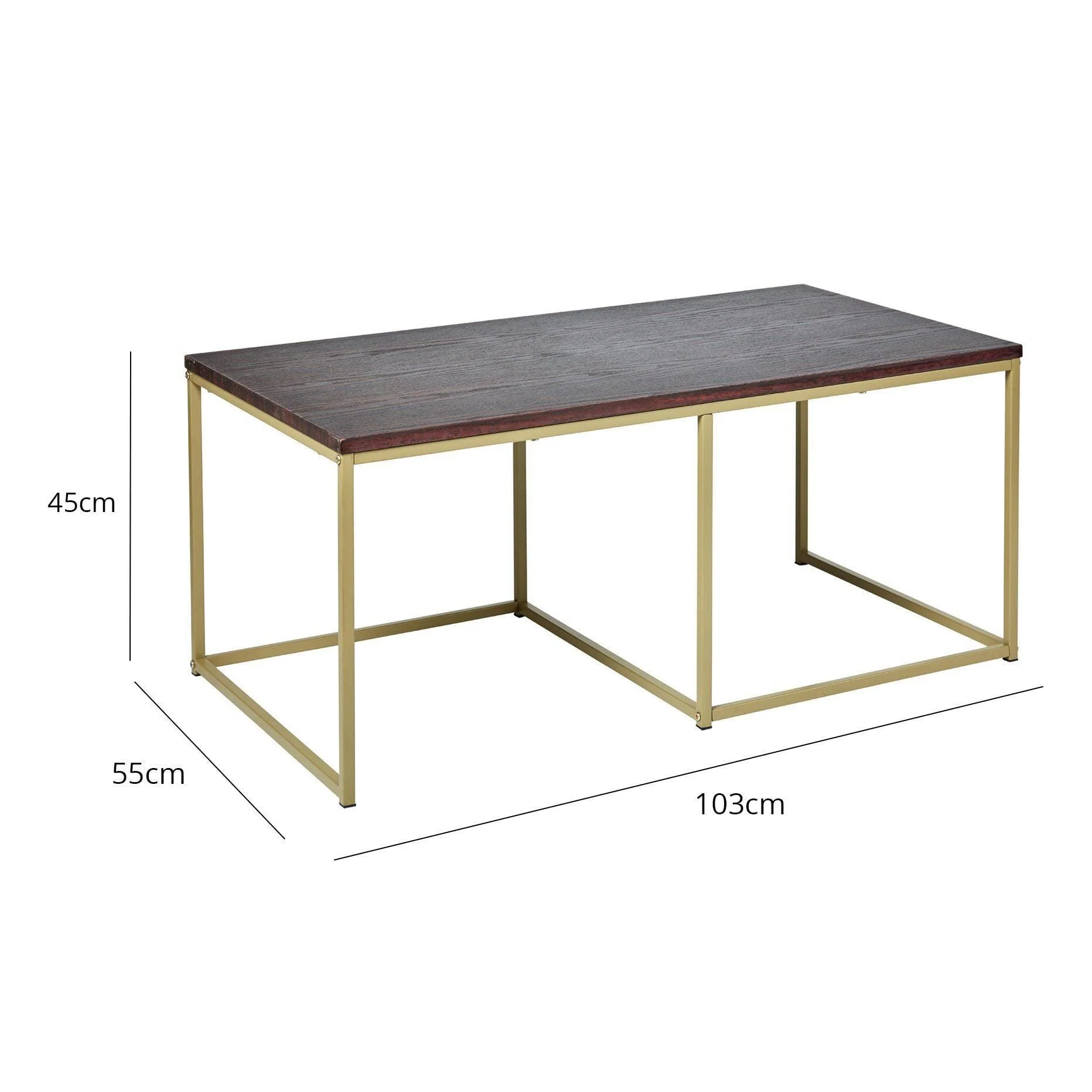 Outlet - Jay Coffee Table - Walnut Effect & Brass - Image 5