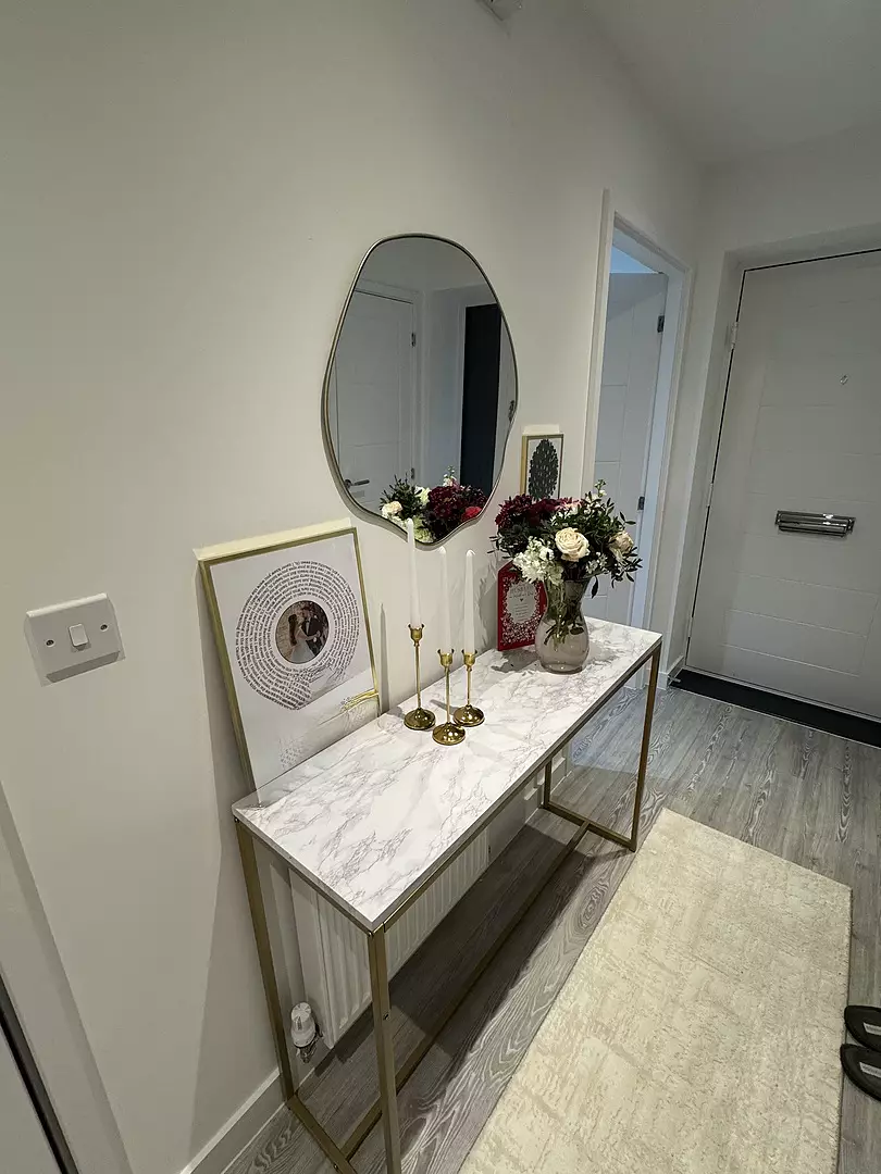 Jay Marble Effect Console Table - Gold Legs - Image 3