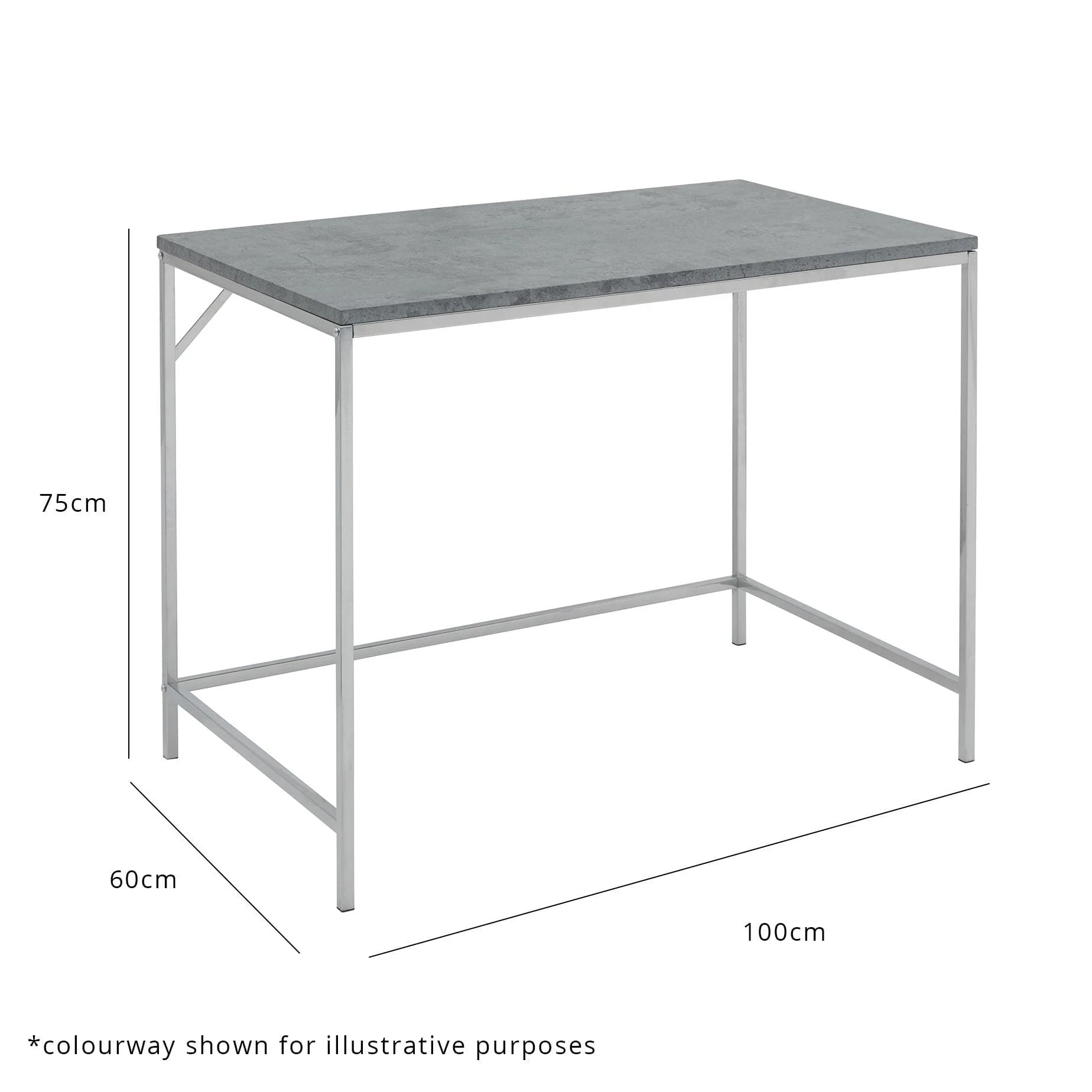 Jay Marble Effect Desk - Chrome - Image 5