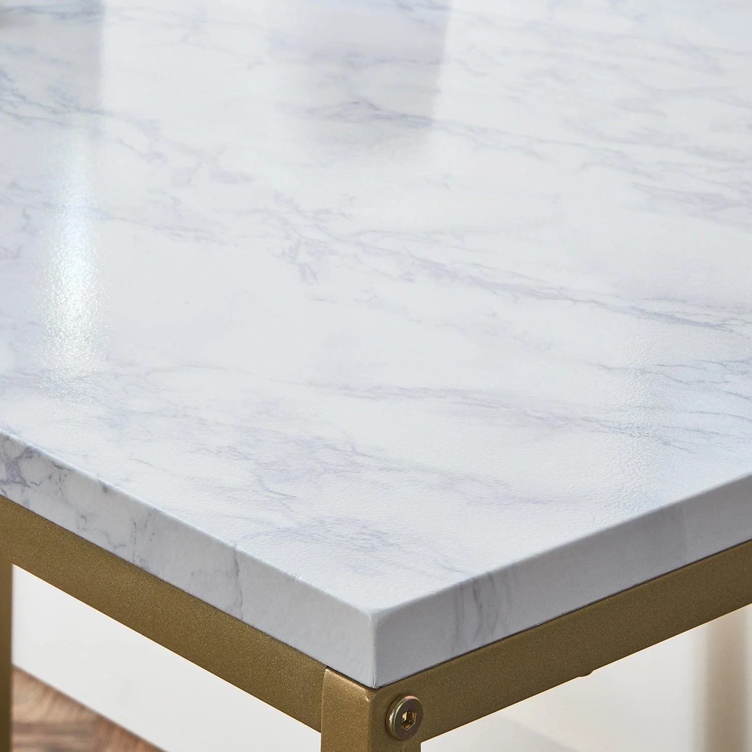 Jay Marble Effect Desk - Gold - Image 3