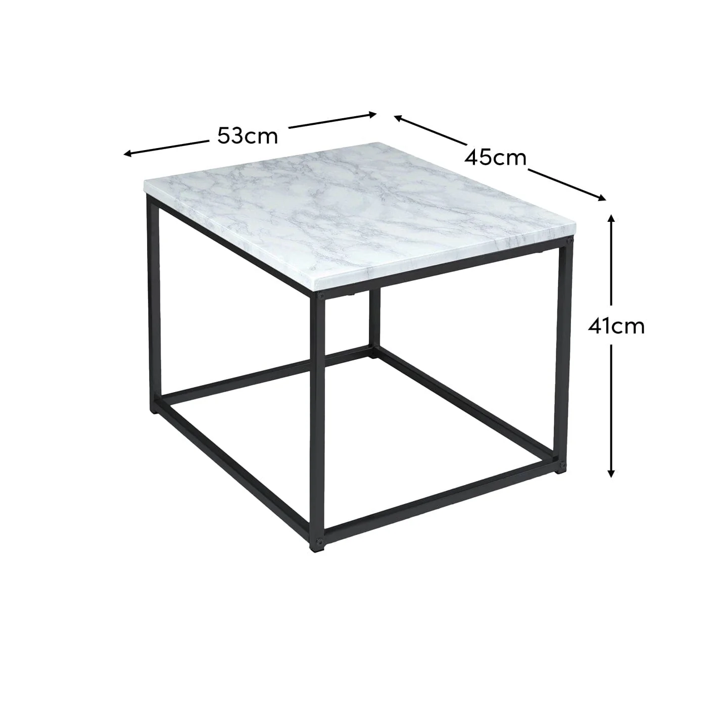 Jay Marble Effect Side Table - Black Frame - Image 5