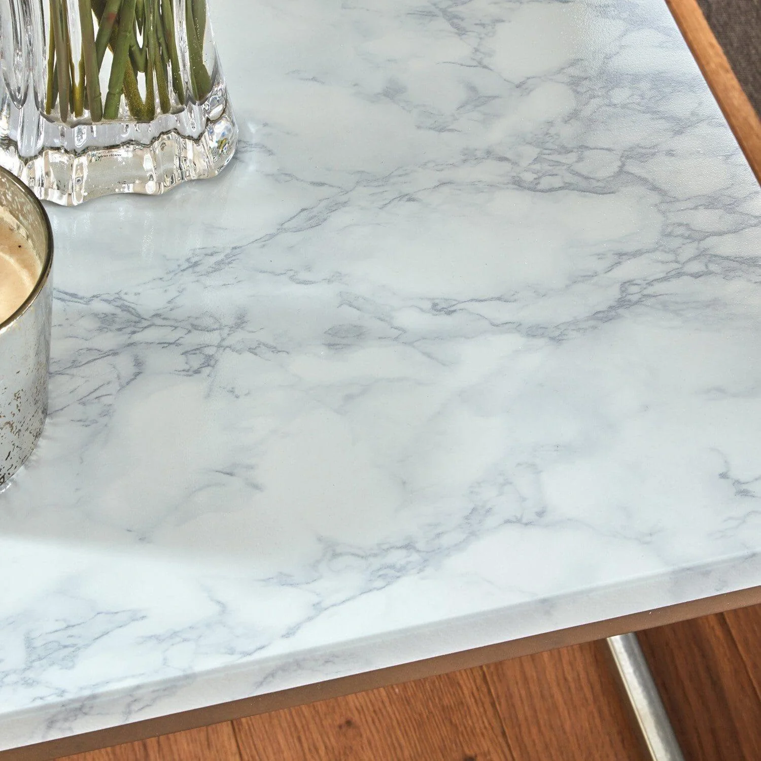 Jay Marble Effect Side Table - Gold Frame - Image 5