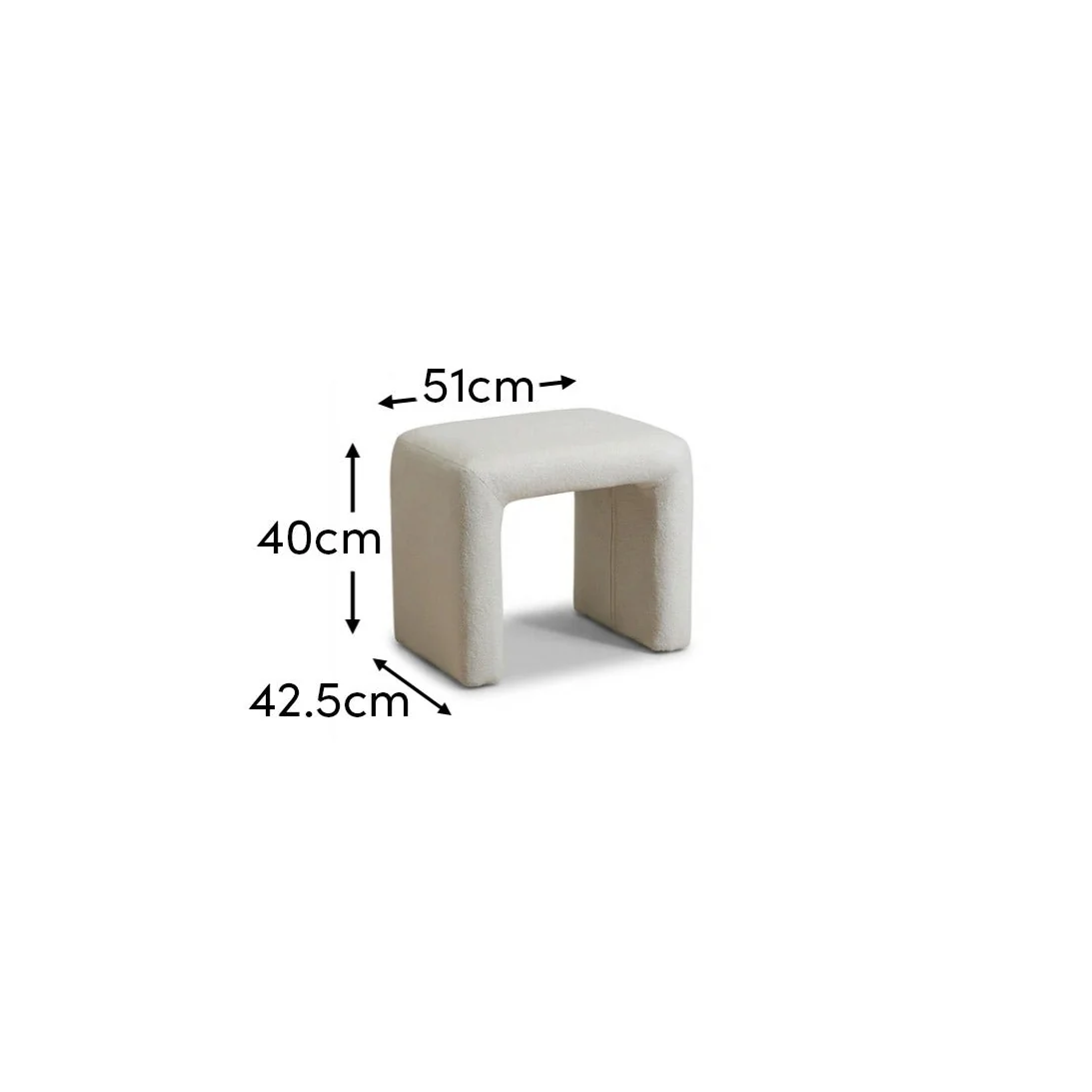 Kamiko Stool - Chalk White Boucle - Image 5