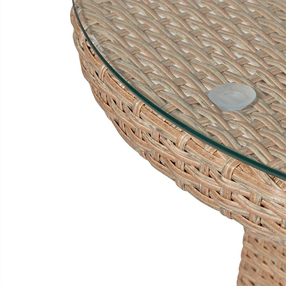 Kemble 6 Seater Rattan Round Garden Dining Set with Grey Parasol - Natural Brown - Image 10