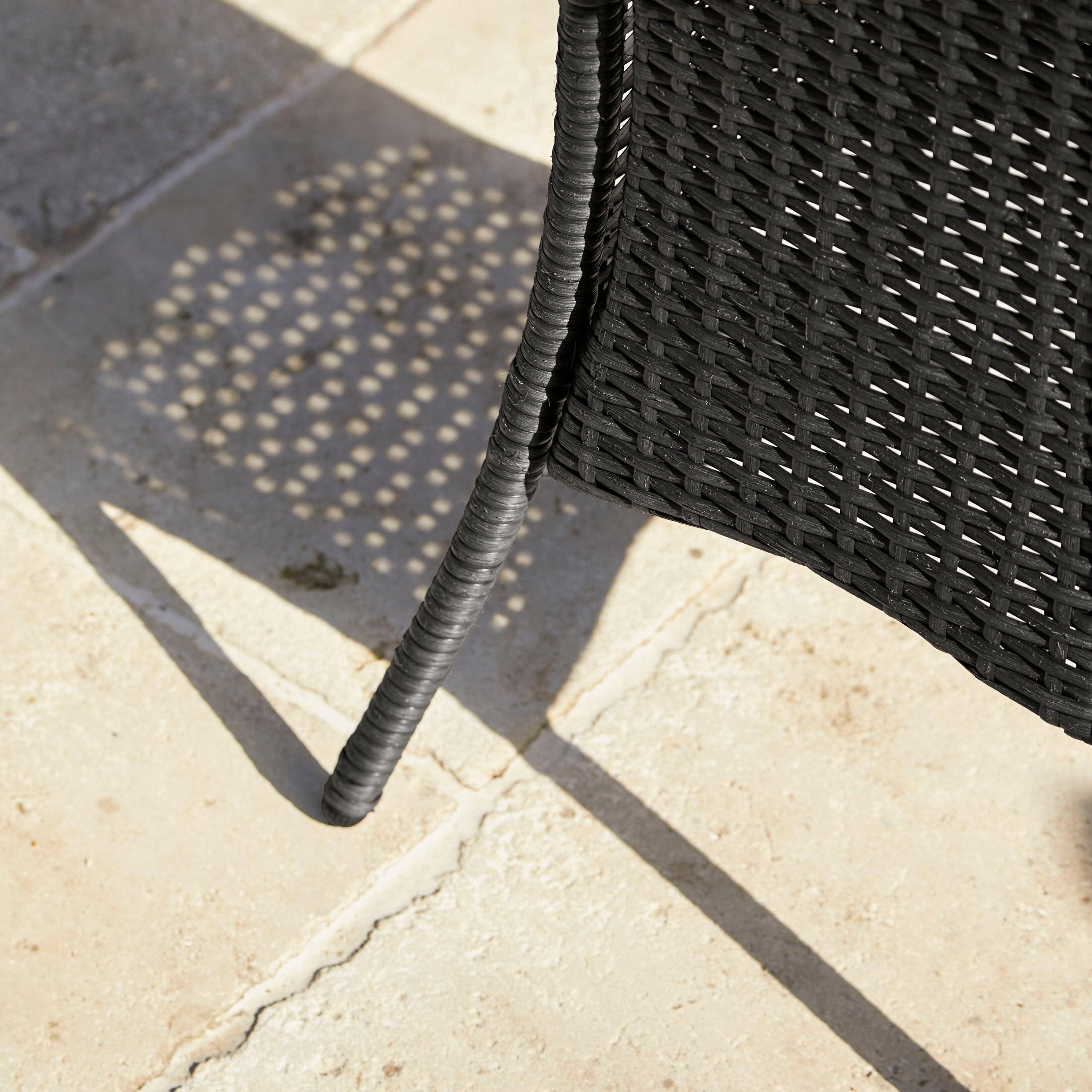 Kemble 4 Seater Rattan Round Garden Dining Table & Chair Set - Black - Image 6