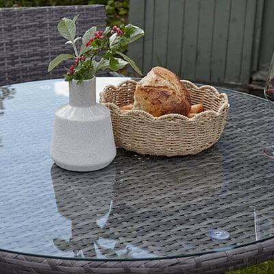 Kemble 6 Seater Garden Round Dining Table - Grey - Image 5