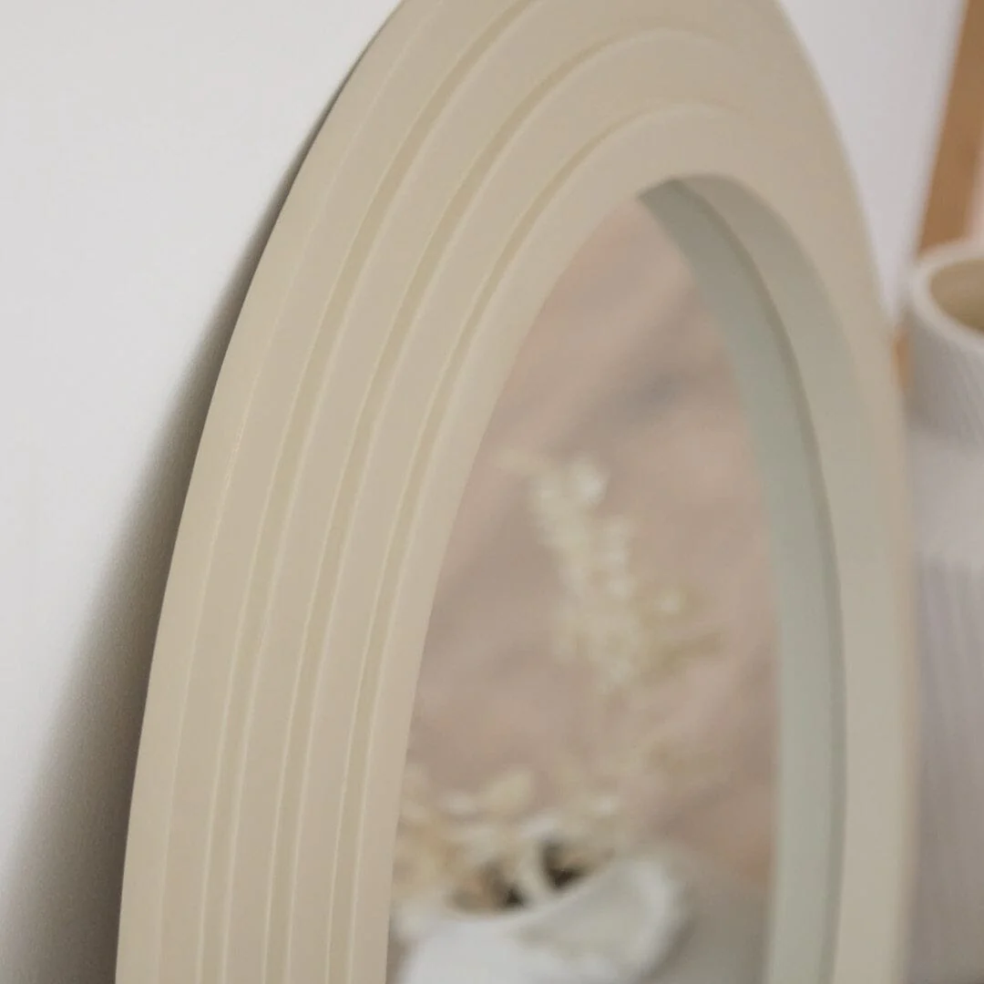 Kubu 70cm Wooden Round Mirror - Taupe - Image 2