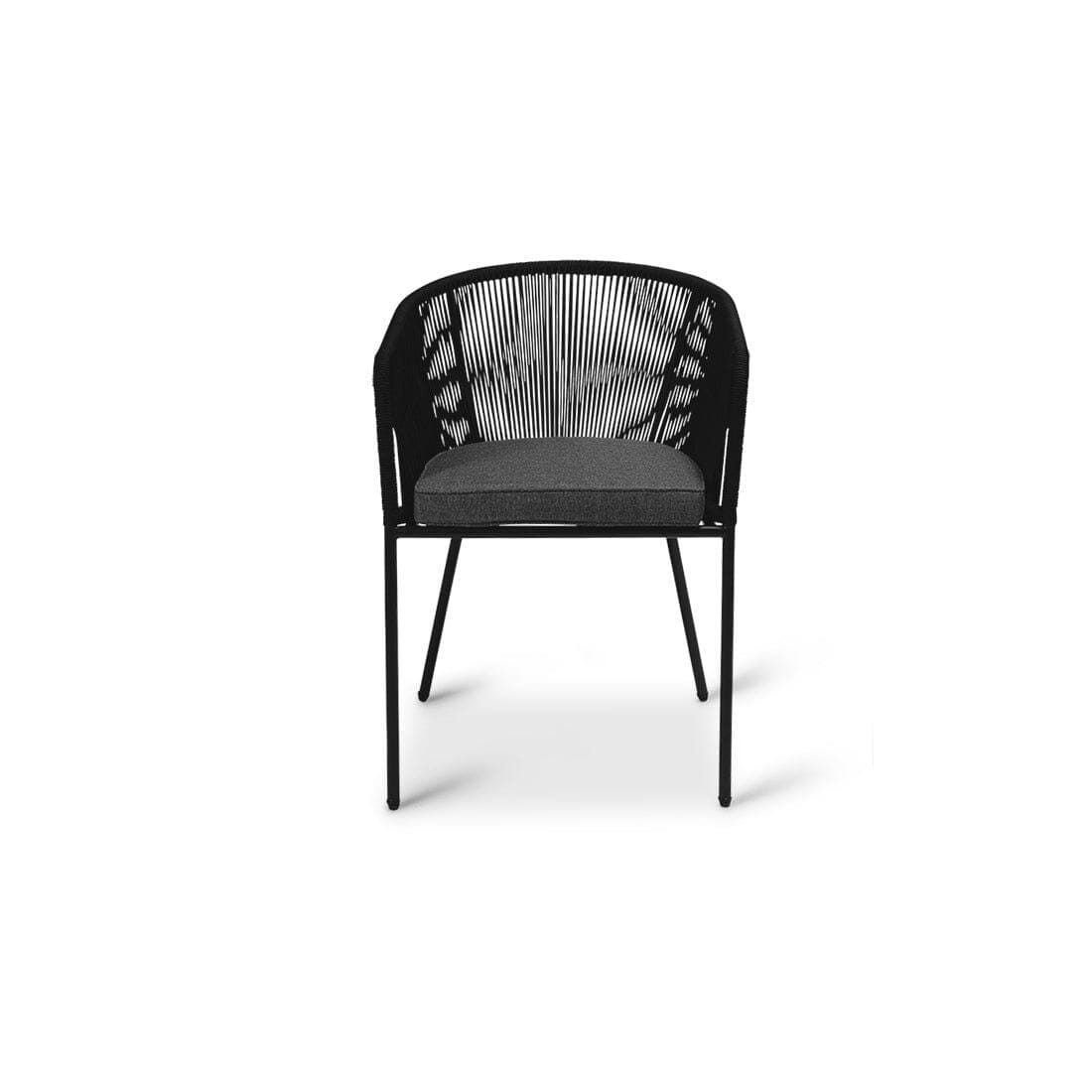 Lennox Table with 6 Hali Black Dining Chairs & Grey Lean Over Parasol - Image 7