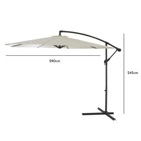 Lennox Table with 6 Oliver Dining Chairs with Cream Lean Over Parasol - Image 8