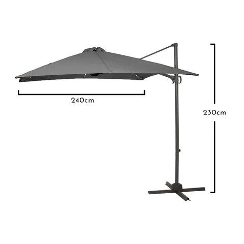 Lennox Table with 6 Oliver Dining Chairs with Grey LED Premium Parasol - Image 7